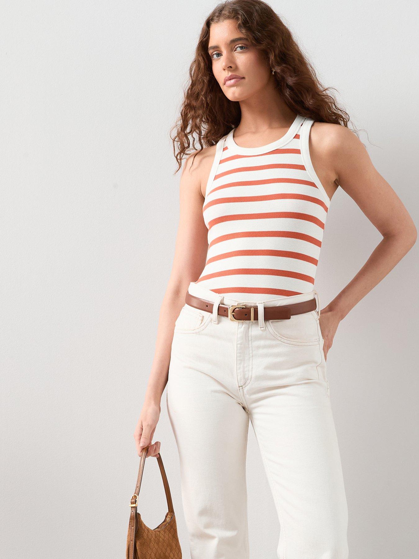 The Very Collection Rib Racer Vest - Orange