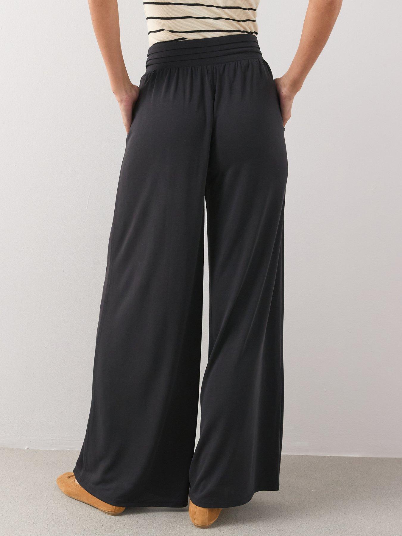 Image 2 of 6 of The Very Collection Waist Detail Wide Leg Trousers - Black