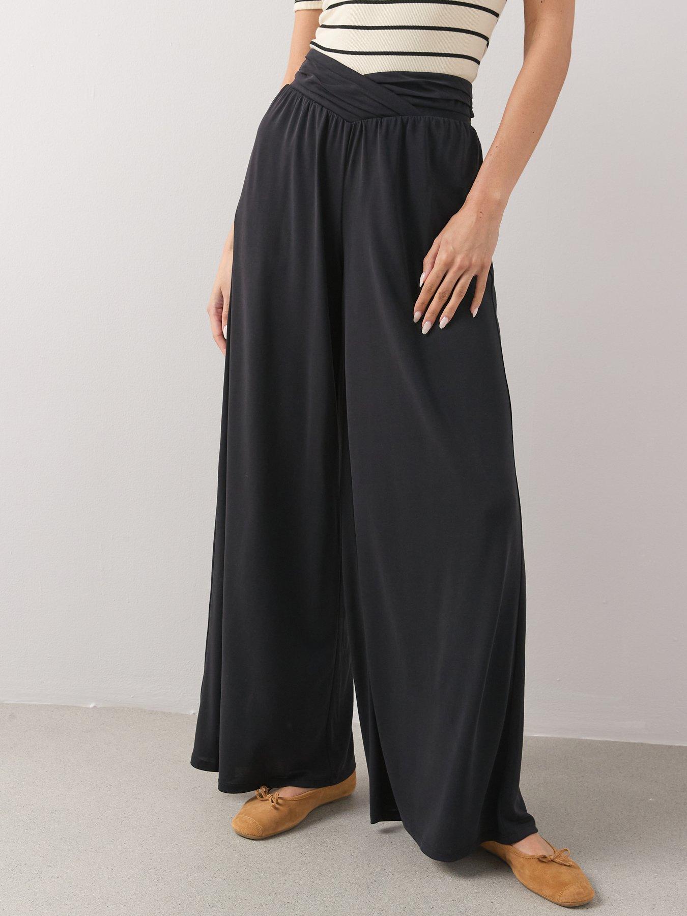 Image 5 of 6 of The Very Collection Waist Detail Wide Leg Trousers - Black