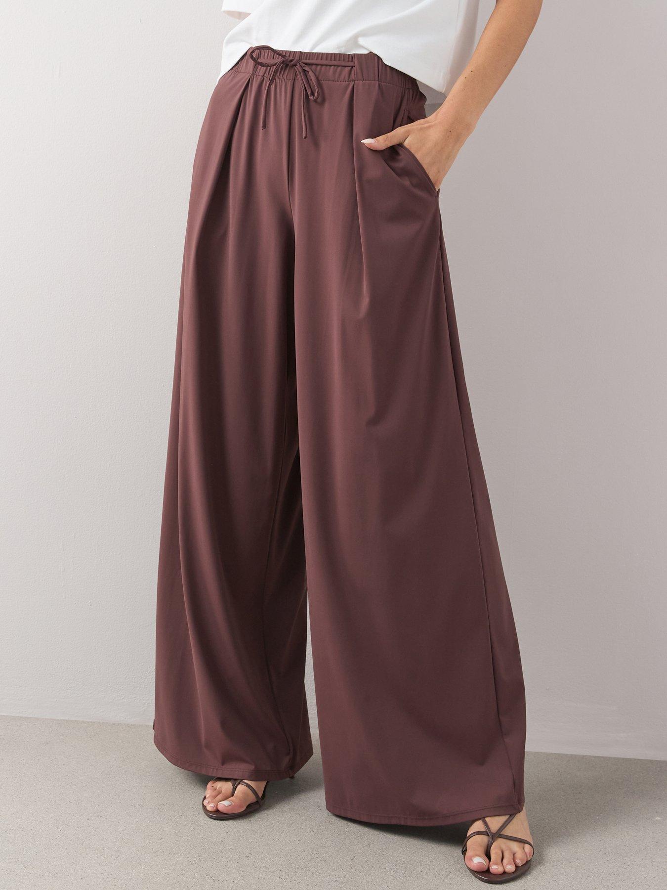 Image 1 of 6 of The Very Collection Tie Front Wide Leg Trouser - Brown