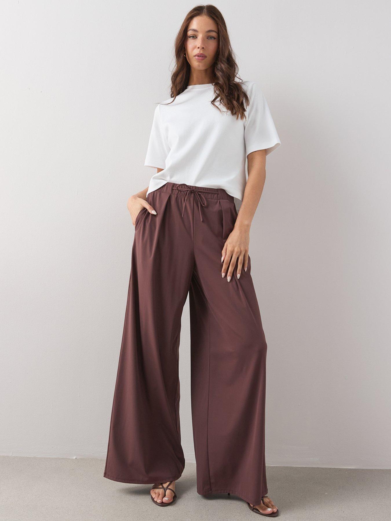 Image 4 of 6 of The Very Collection Tie Front Wide Leg Trouser - Brown