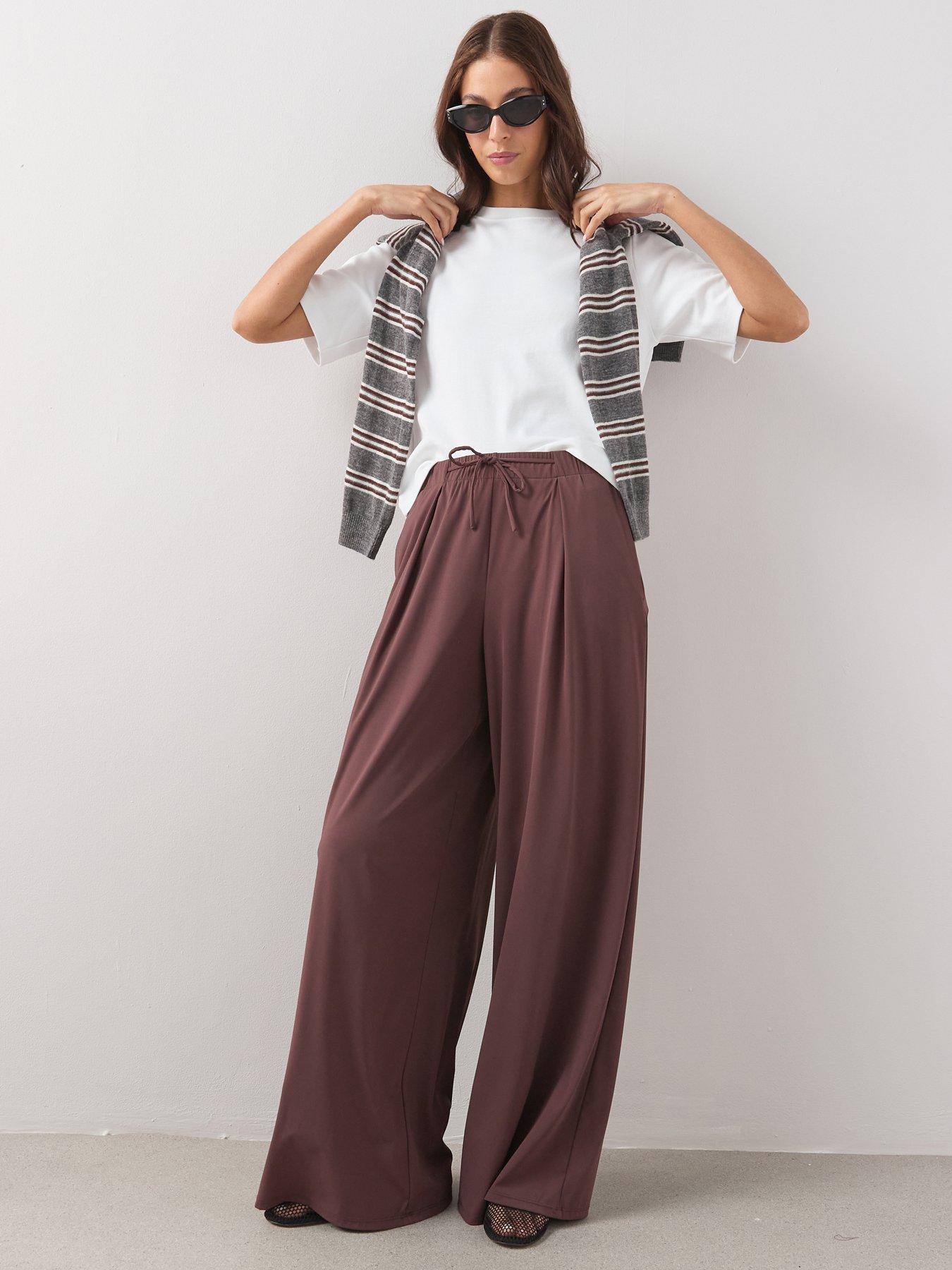 Image 5 of 6 of The Very Collection Tie Front Wide Leg Trouser - Brown