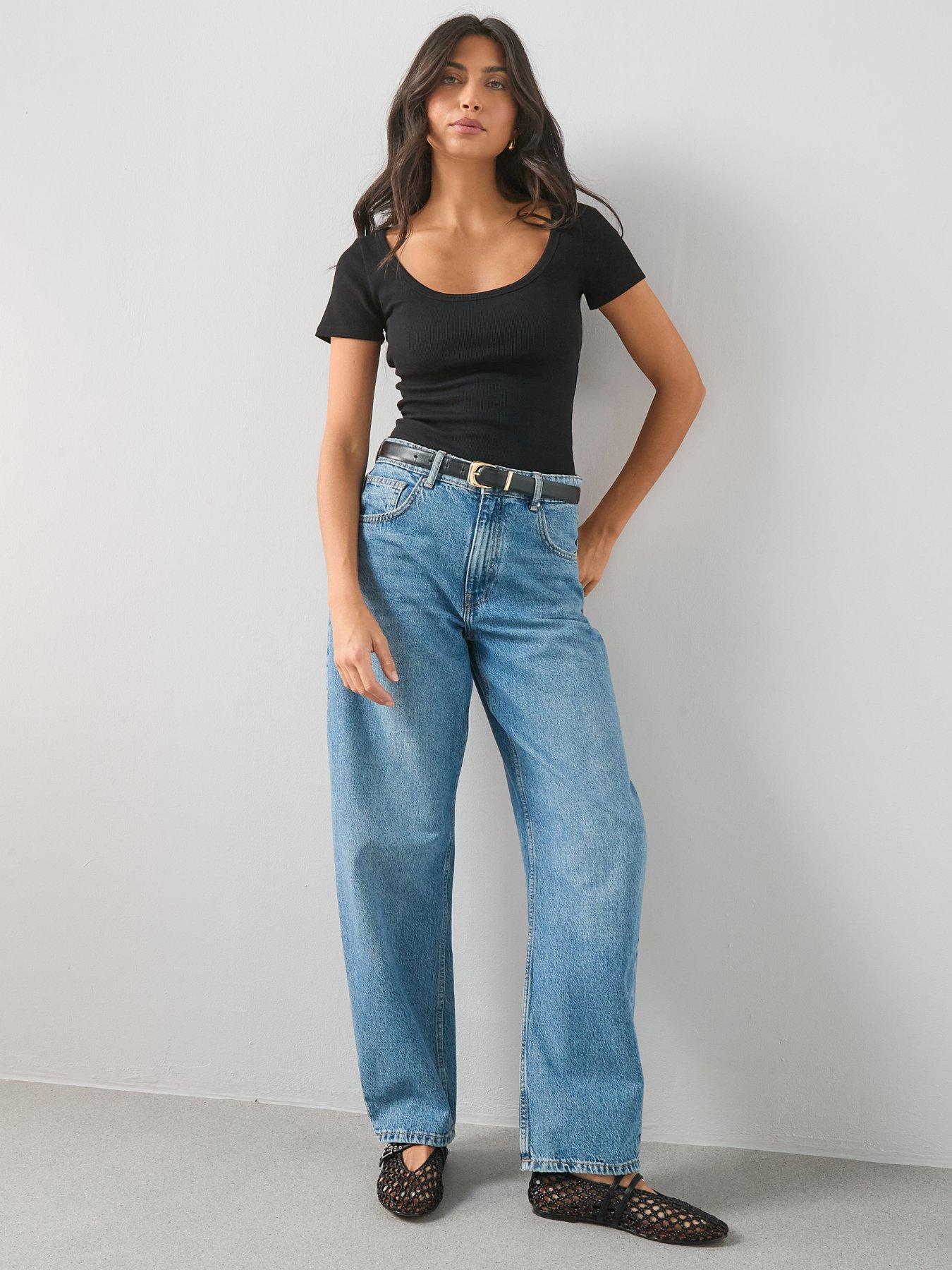  image of the-very-collection-stretch-rib-scoop-neck-t-shirt-black