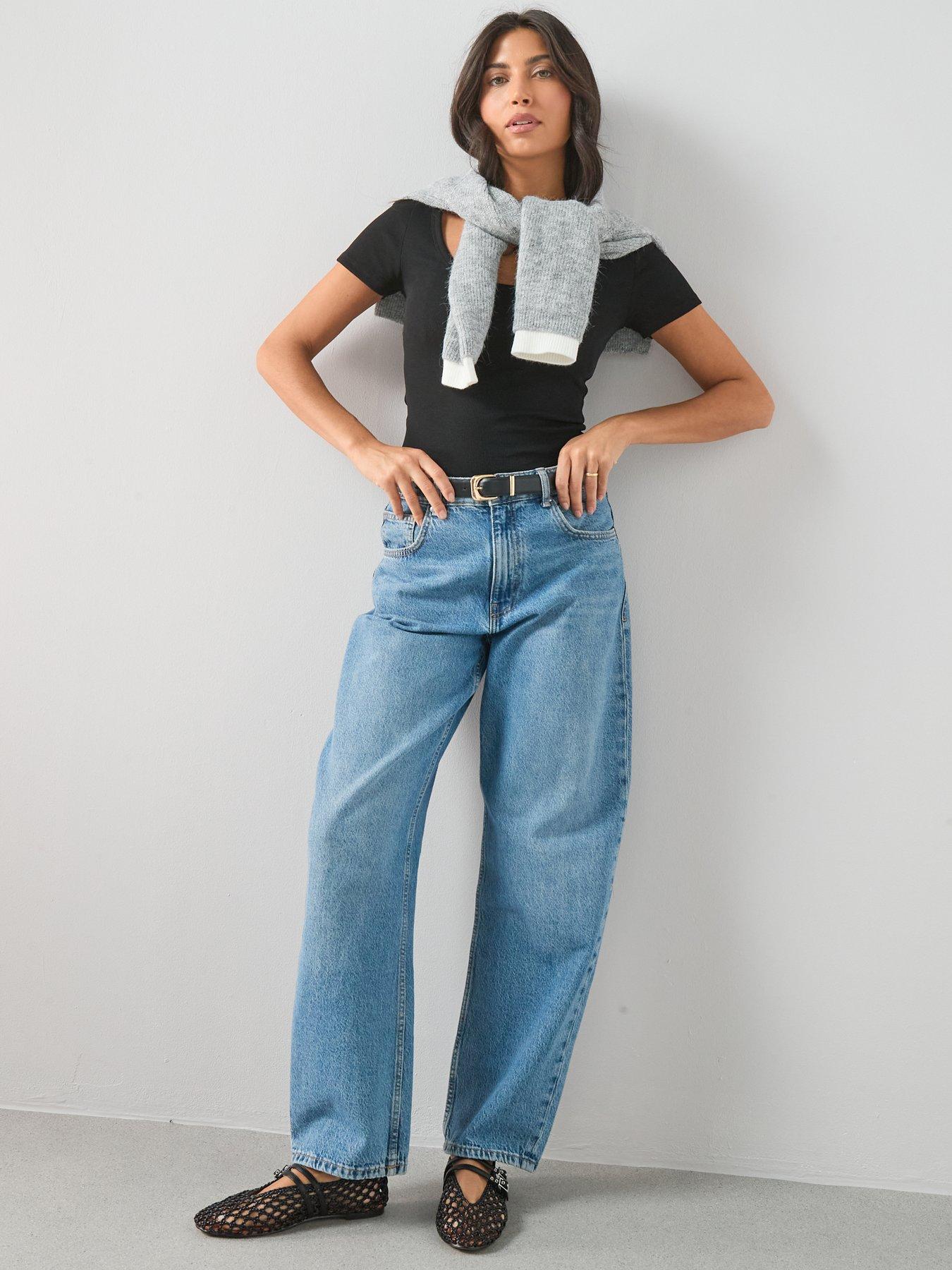  image of the-very-collection-stretch-rib-scoop-neck-t-shirt-black