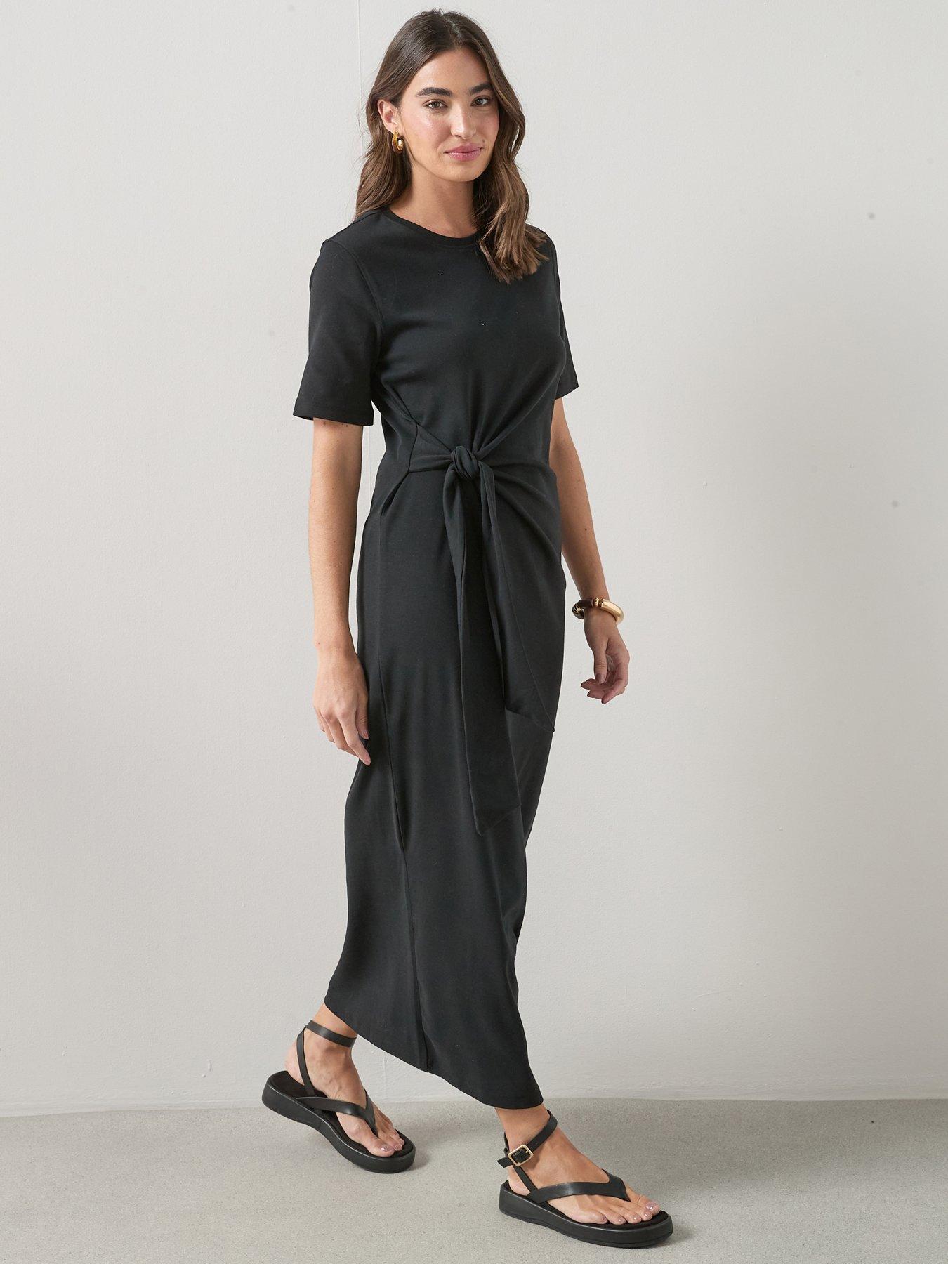 The Very Collection Tie Waist Midi Dress - Black