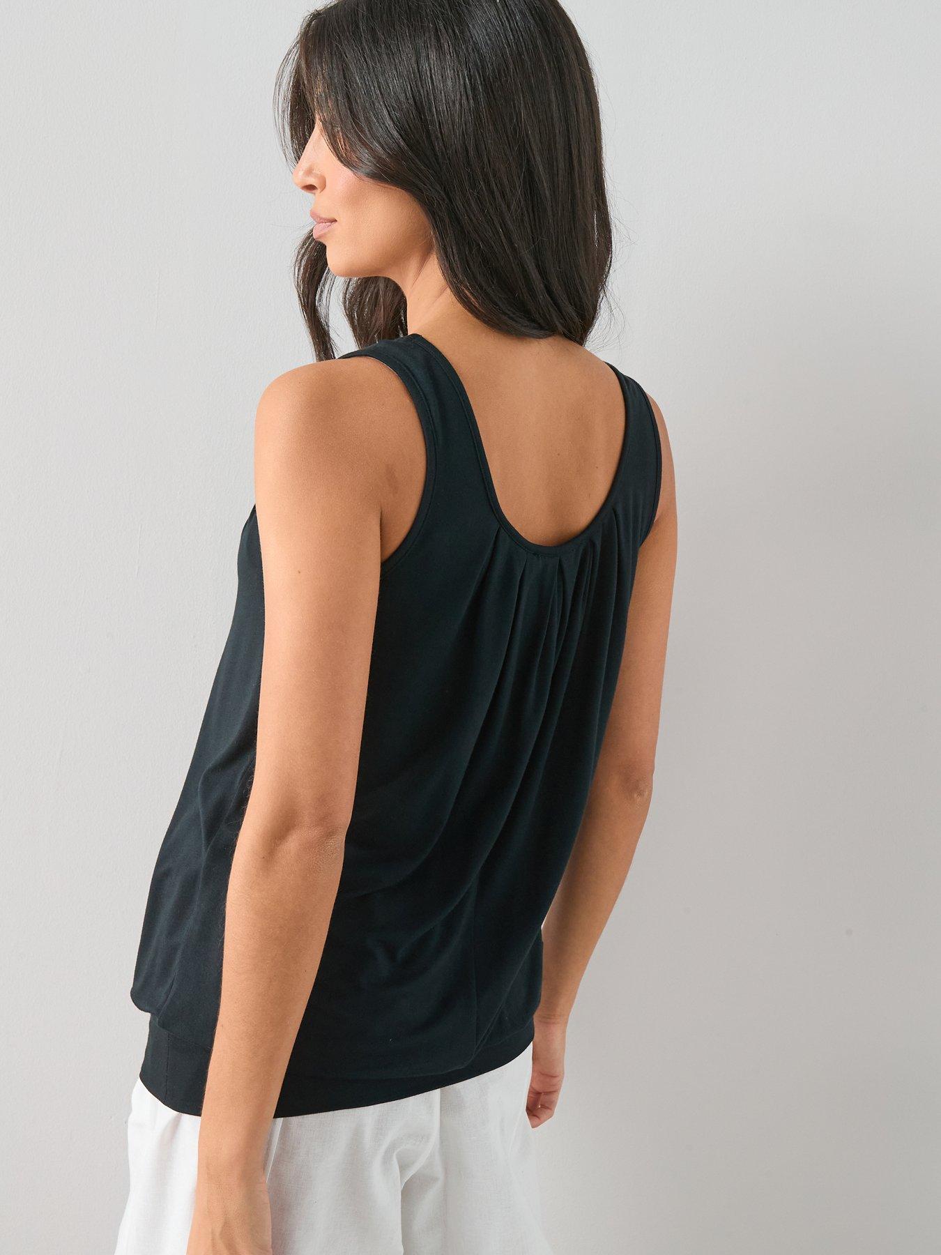 stillFront image of the-very-collection-stretch-bubble-hem-vest-black