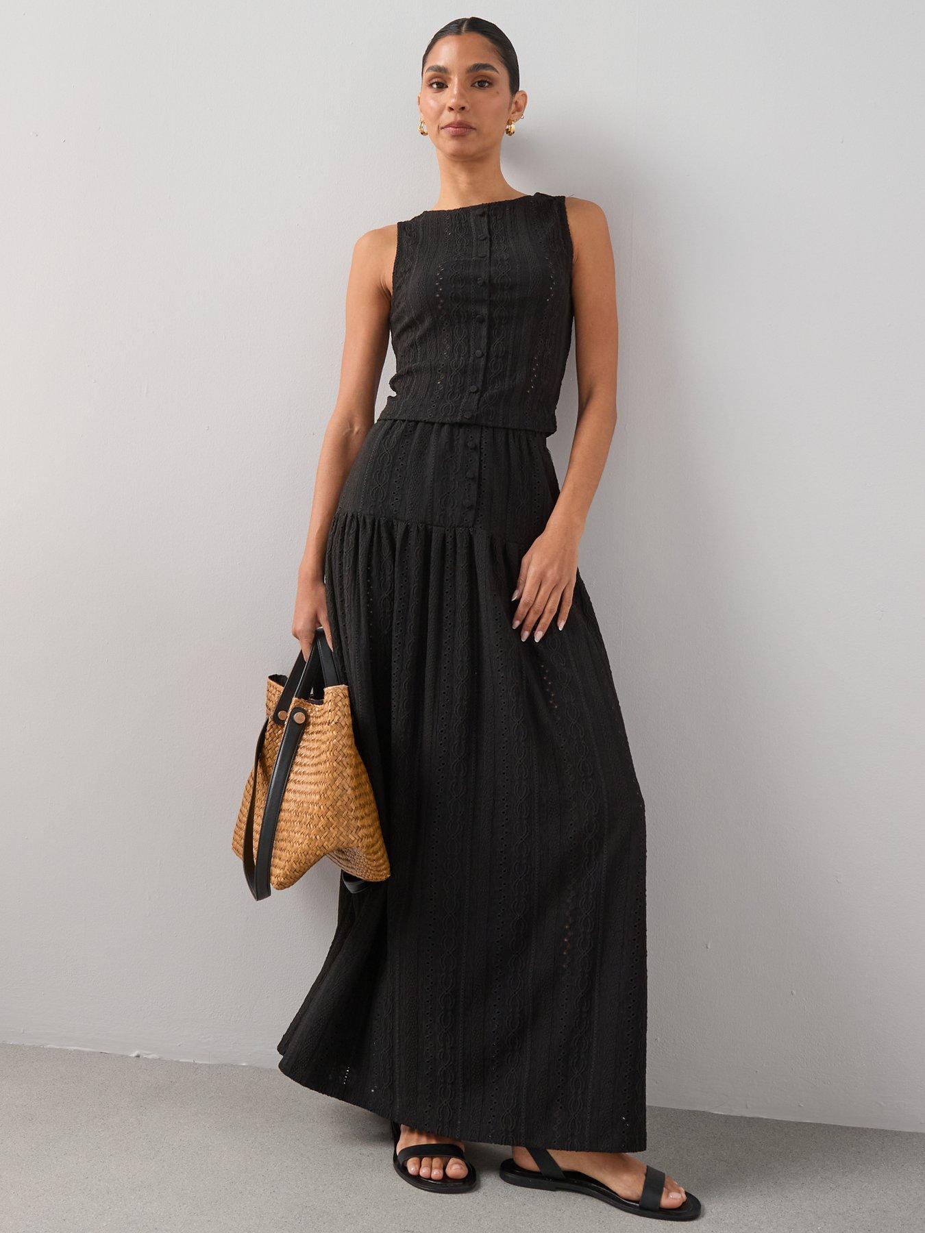  image of the-very-collection-button-co-ord-maxi-skirt