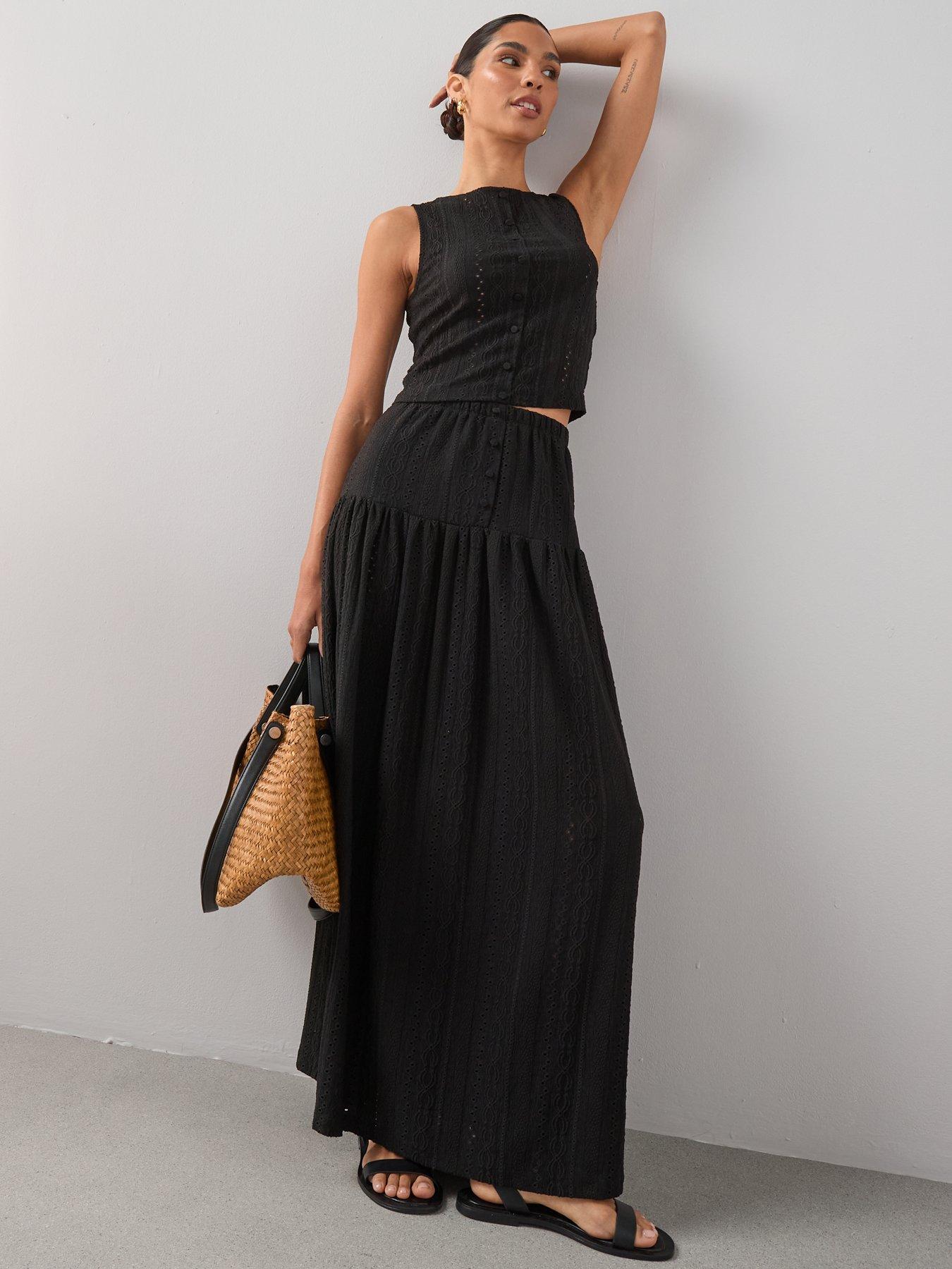 image of the-very-collection-button-co-ord-maxi-skirt