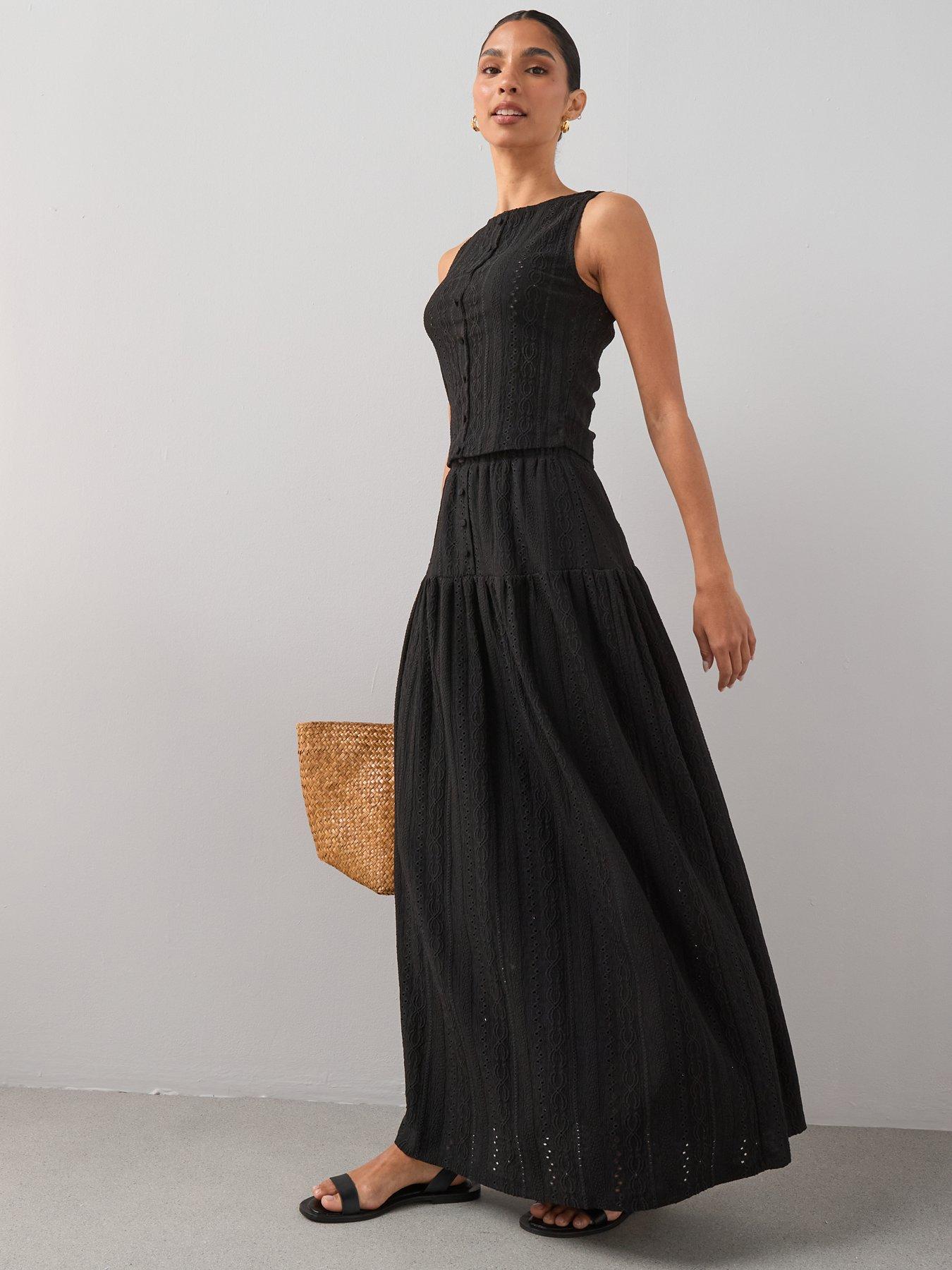  image of the-very-collection-button-co-ord-maxi-skirt