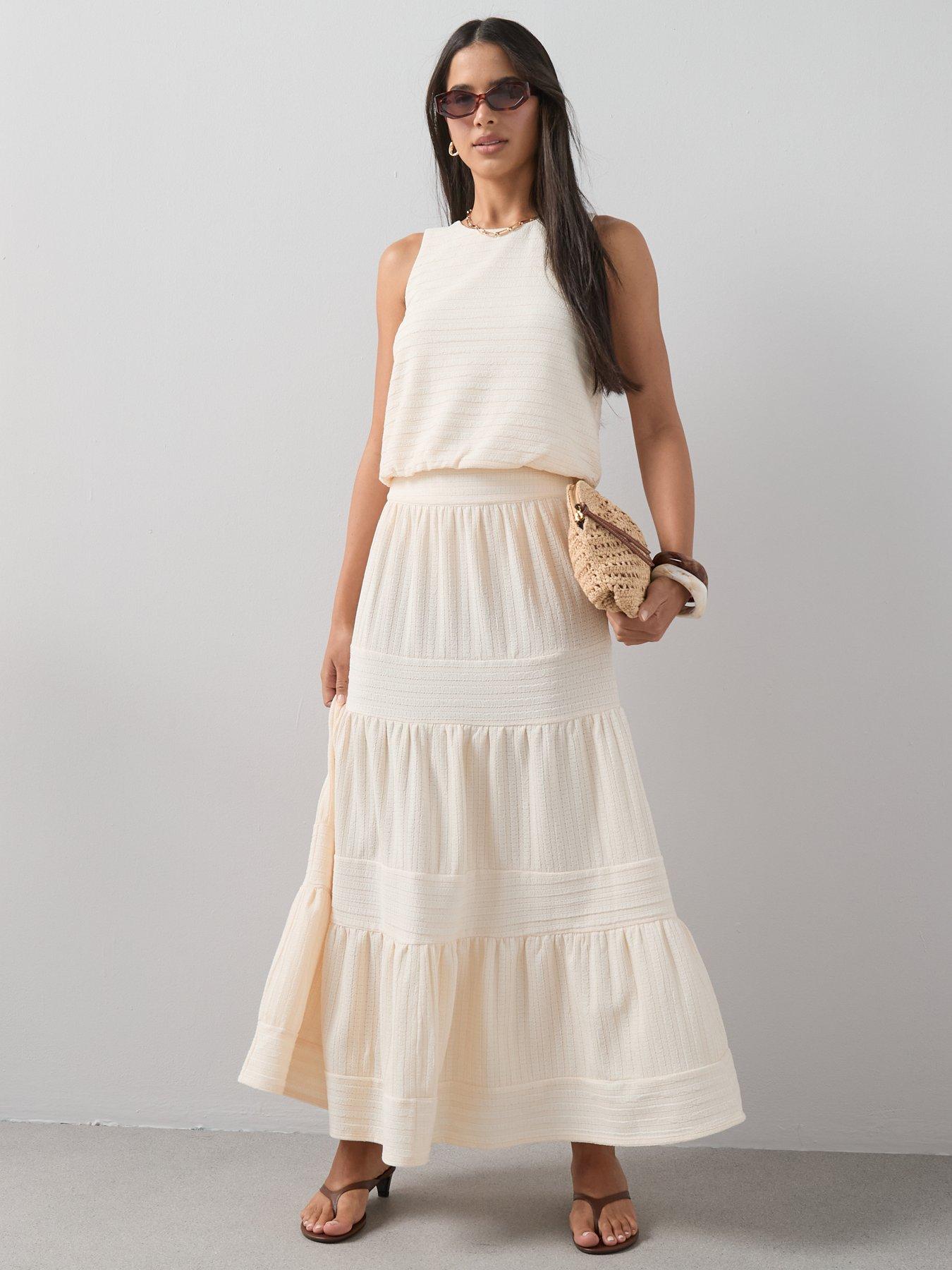  image of the-very-collection-textured-sleeveless-co-ord-top-cream