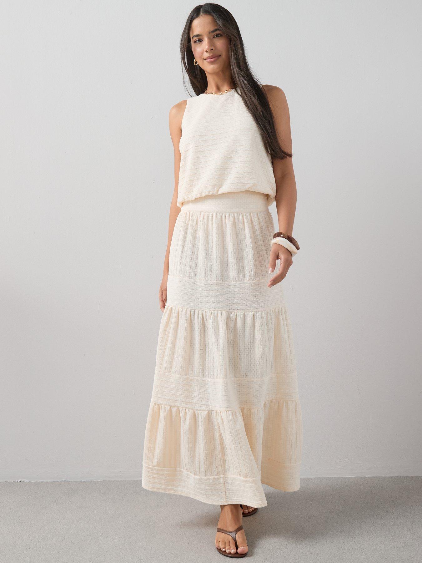  image of the-very-collection-textured-sleeveless-co-ord-top-cream