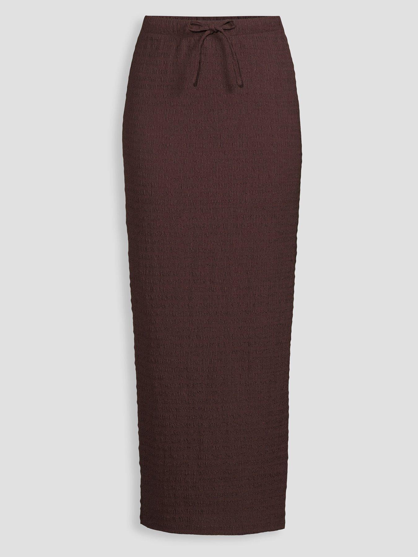 Image 7 of 7 of The Very Collection Drawstring Waist Midi Skirt Co-Ord - Brown