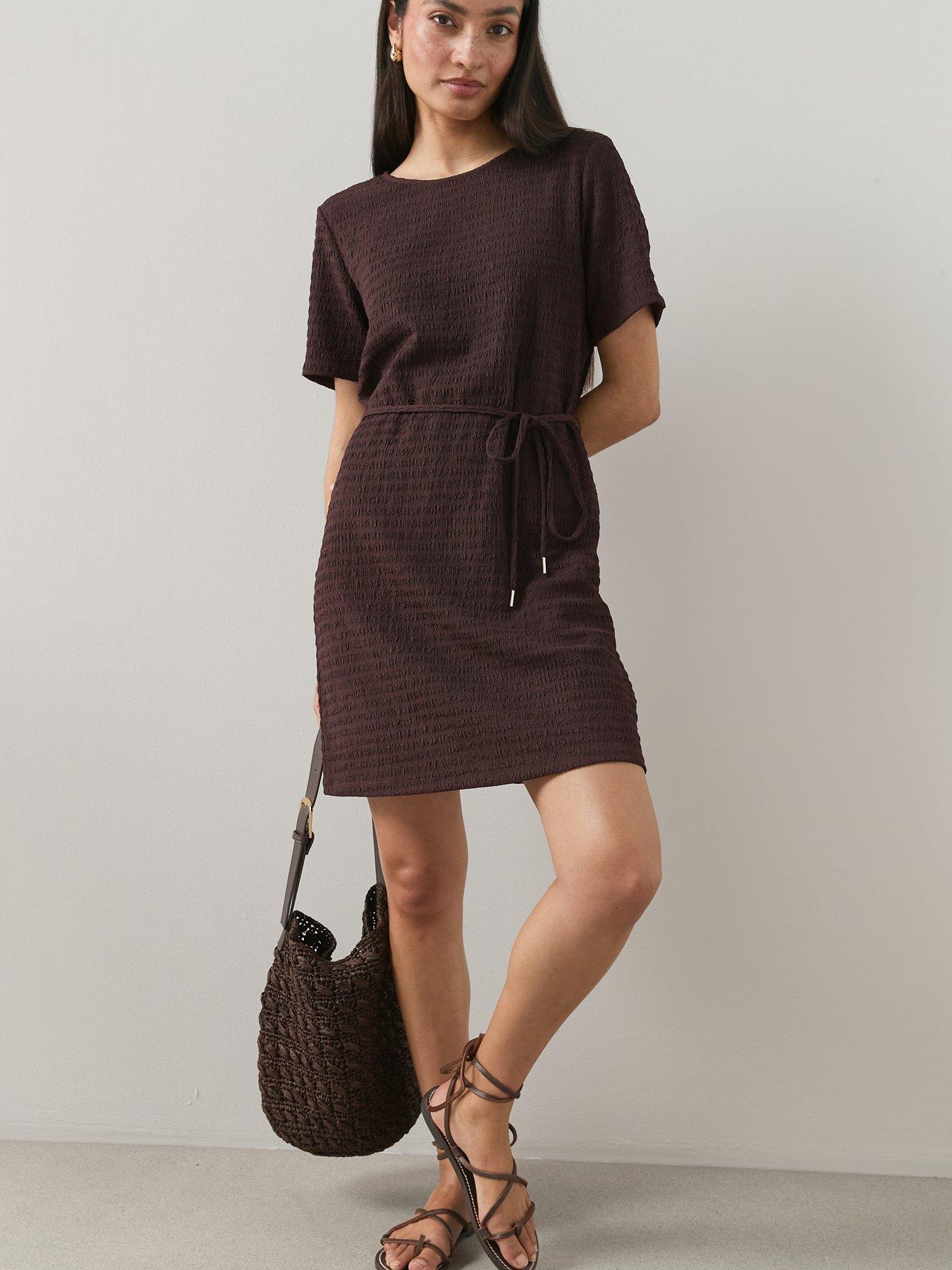 The Very Collection Tie Waist Textured Tshirt Dress