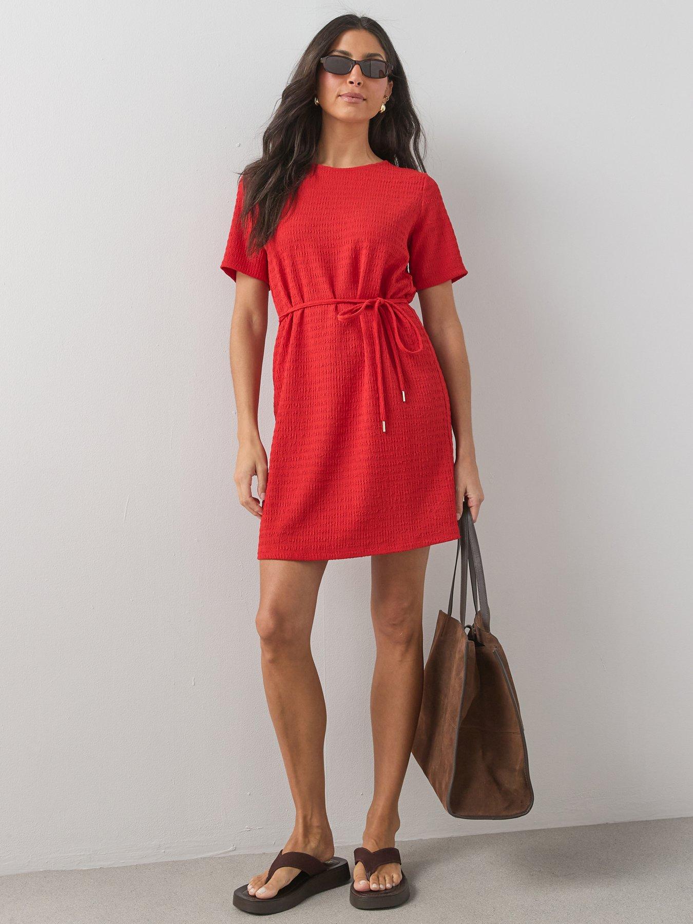 The Very Collection Tie Waist Textured Tshirt Dress