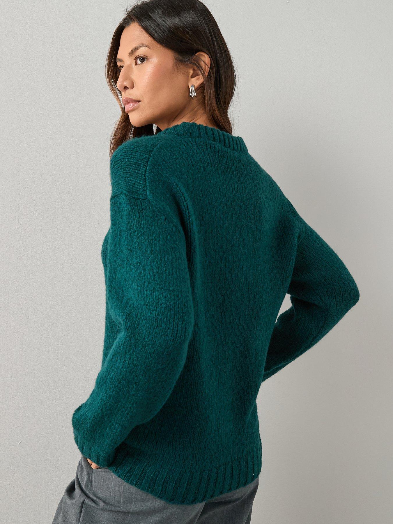 The Very Collection Relaxed Fit Rib Hem Jumper With Wool - Teal ...