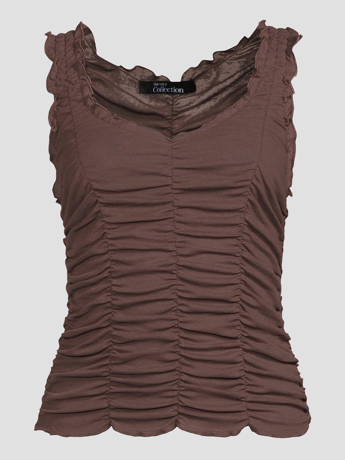 Image 7 of 7 of The Very Collection Ruched Vest - Brown