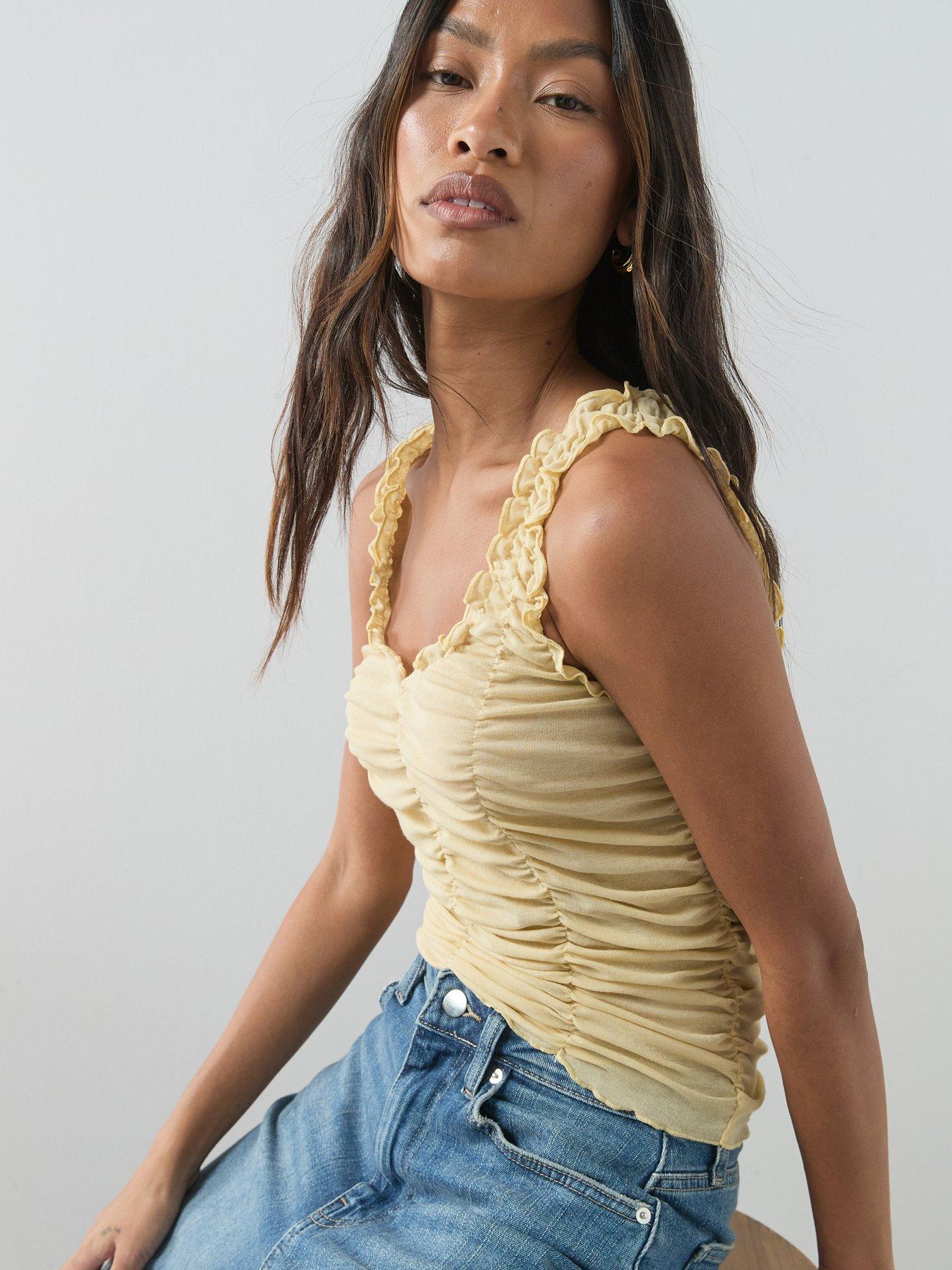  image of the-very-collection-ruched-vest-yellow