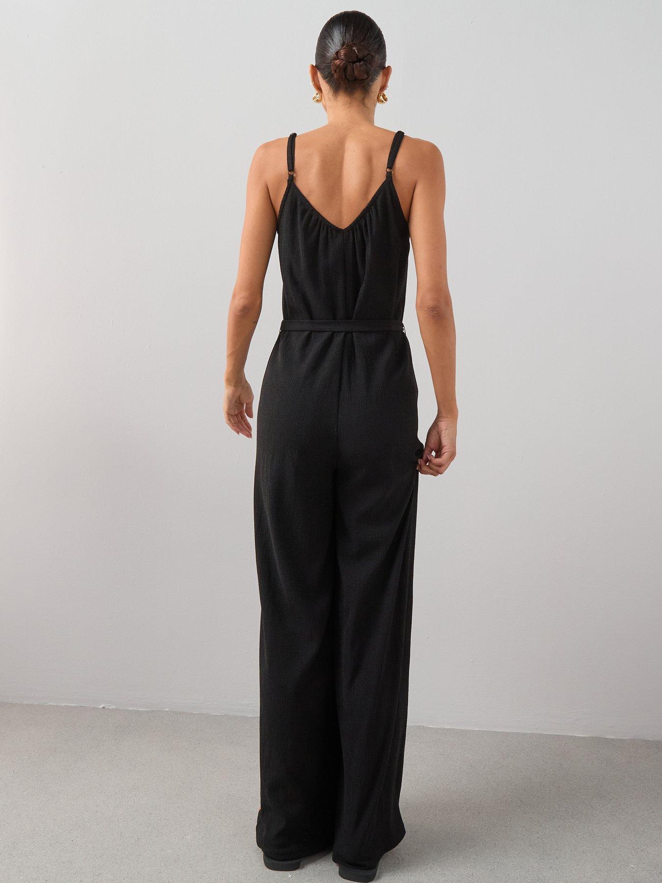 Image 2 of 7 of The Very Collection Textured Stretch Strappy Jumpsuit
