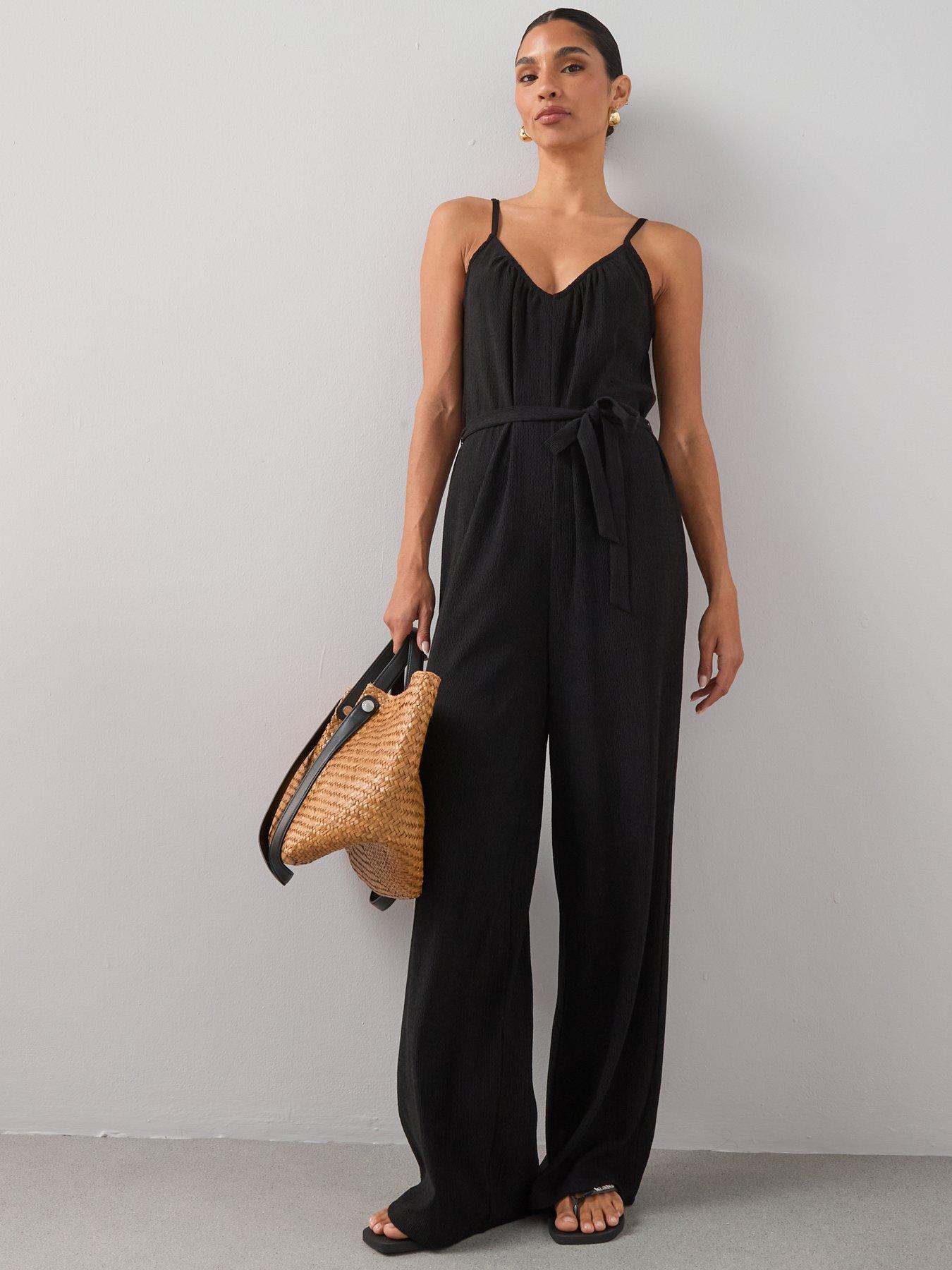 Image 4 of 7 of The Very Collection Textured Stretch Strappy Jumpsuit