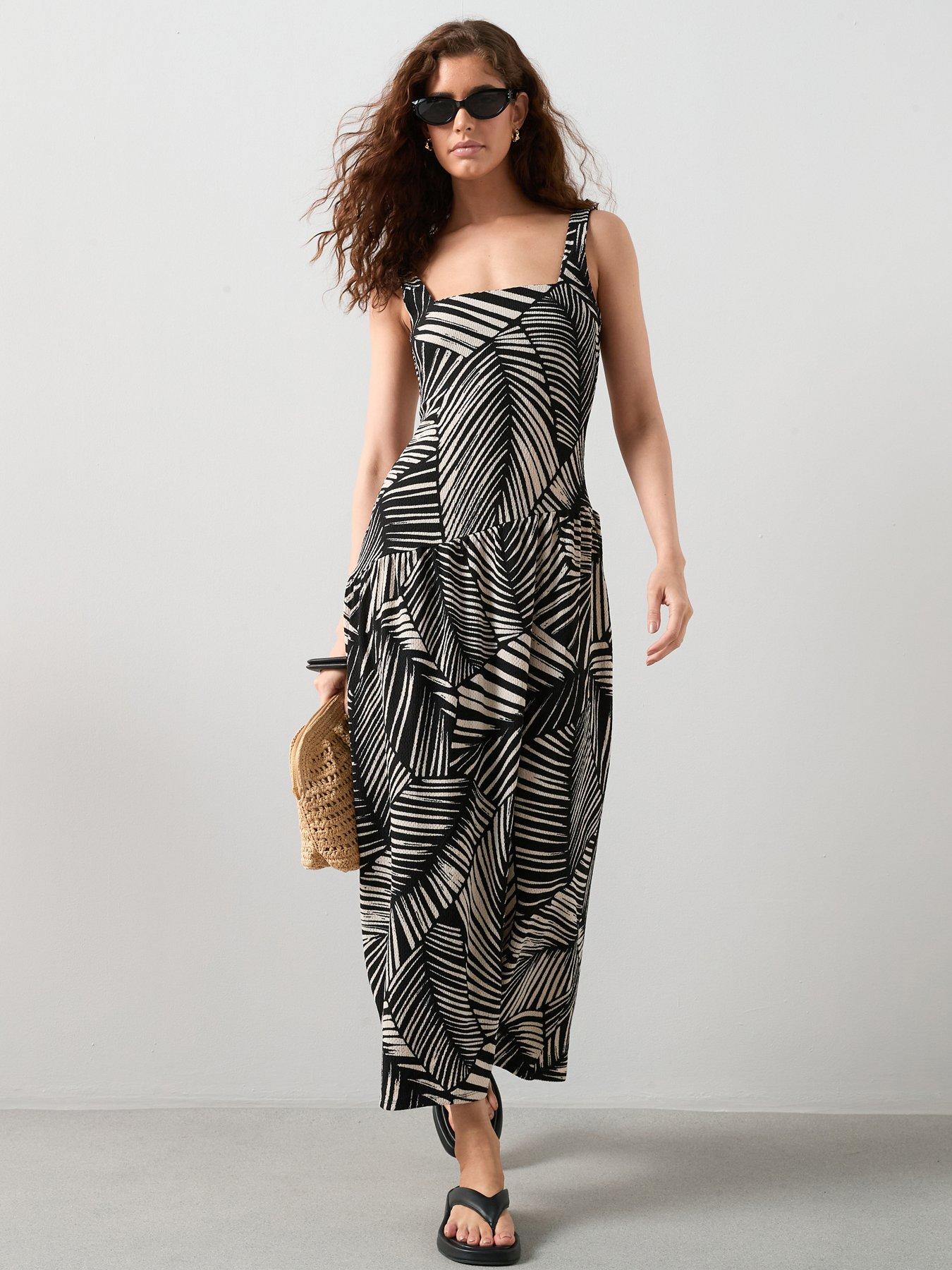 The Very Collection Square Neck Textured Stretch Midi Dress