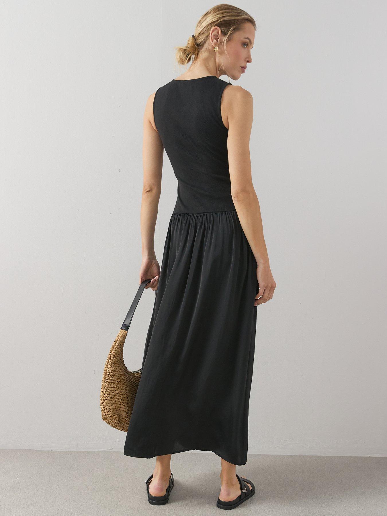 Image 2 of 6 of The Very Collection Button Front Ribbed Maxi Dress - Black