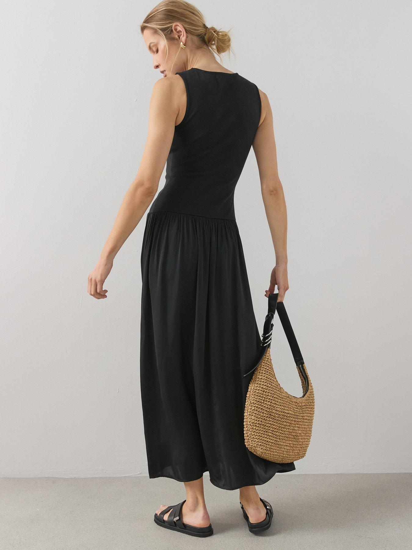 Image 6 of 6 of The Very Collection Button Front Ribbed Maxi Dress - Black