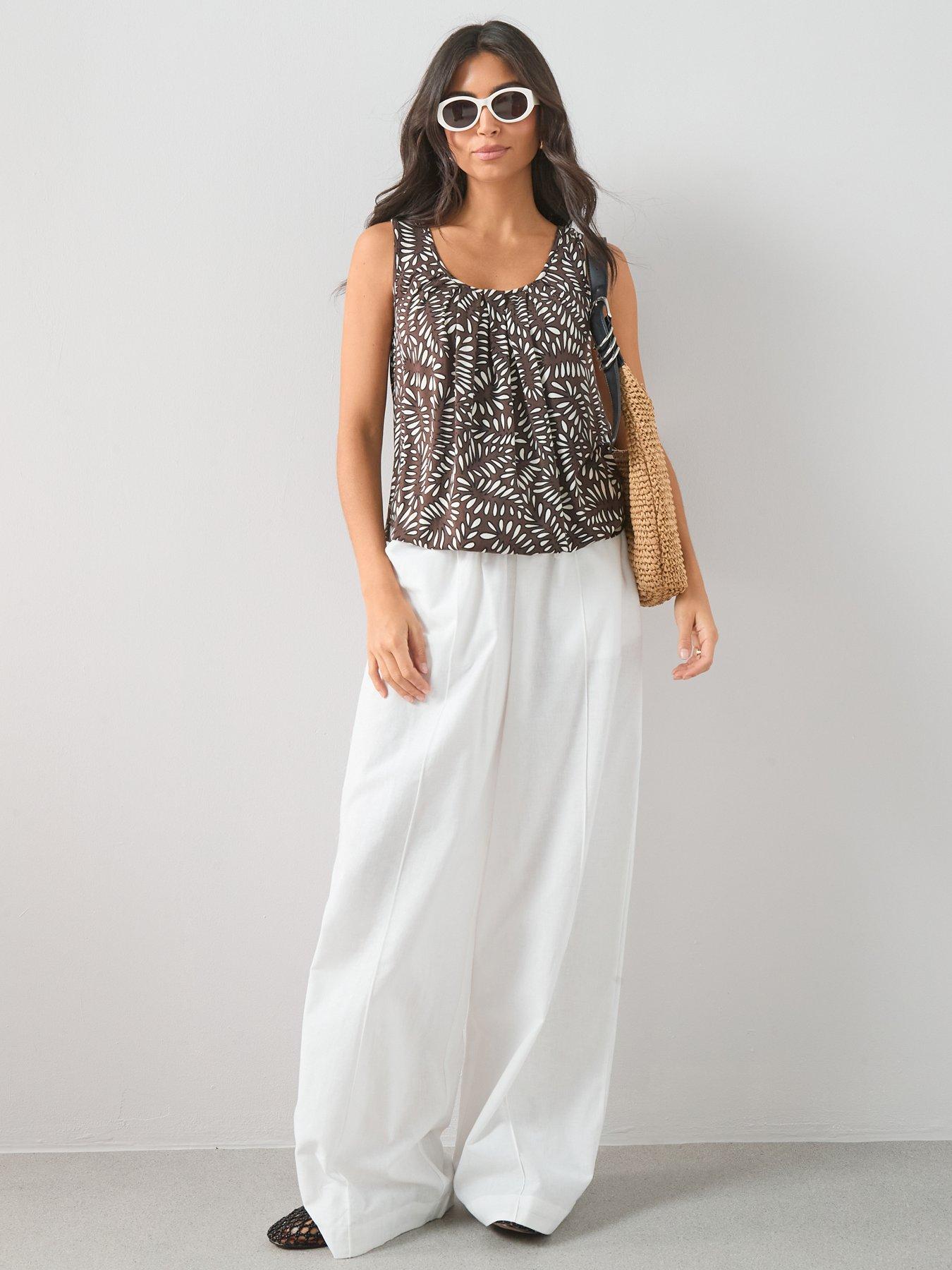  image of the-very-collection-printed-stretch-bubble-hem-vest-brown