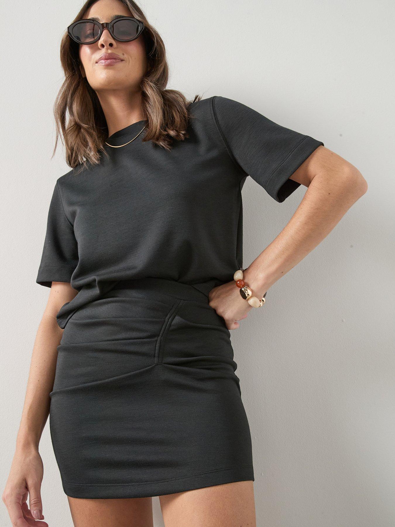 The Very Collection Slub Heavy Weight T-Shirt Co-Ord - Black