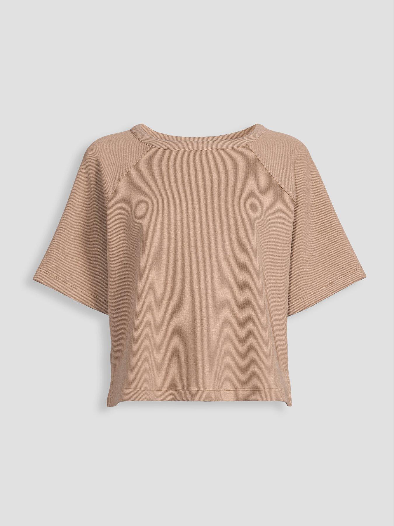 Image 7 of 7 of The Very Collection Relaxed Ribbed Scuba T-shirt Co-ord - Neutral