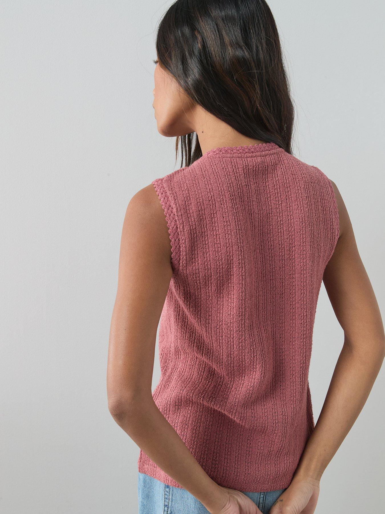  image of the-very-collection-textured-button-through-top-pink