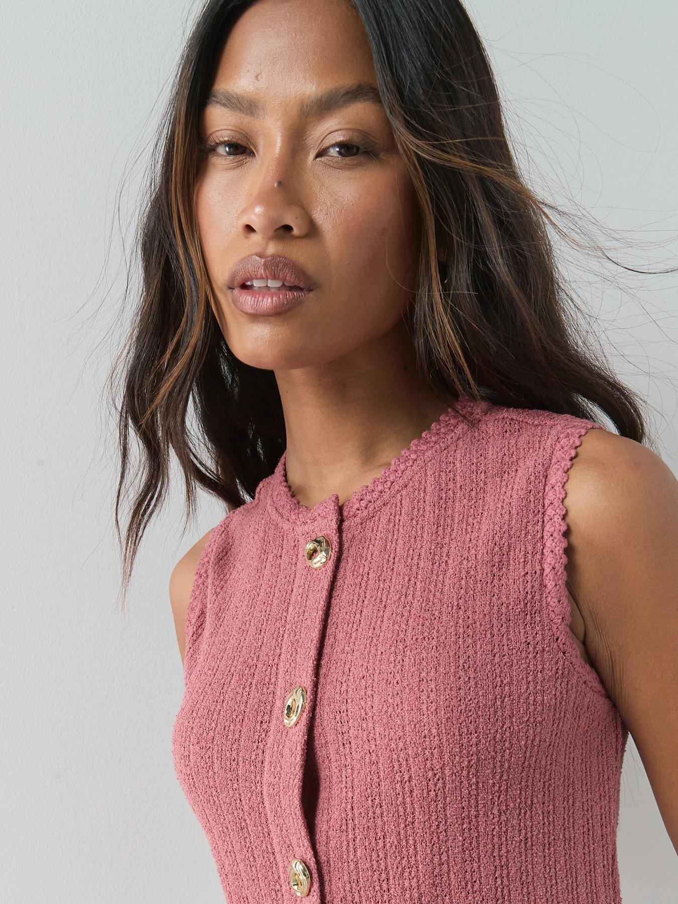  image of the-very-collection-textured-button-through-top-pink