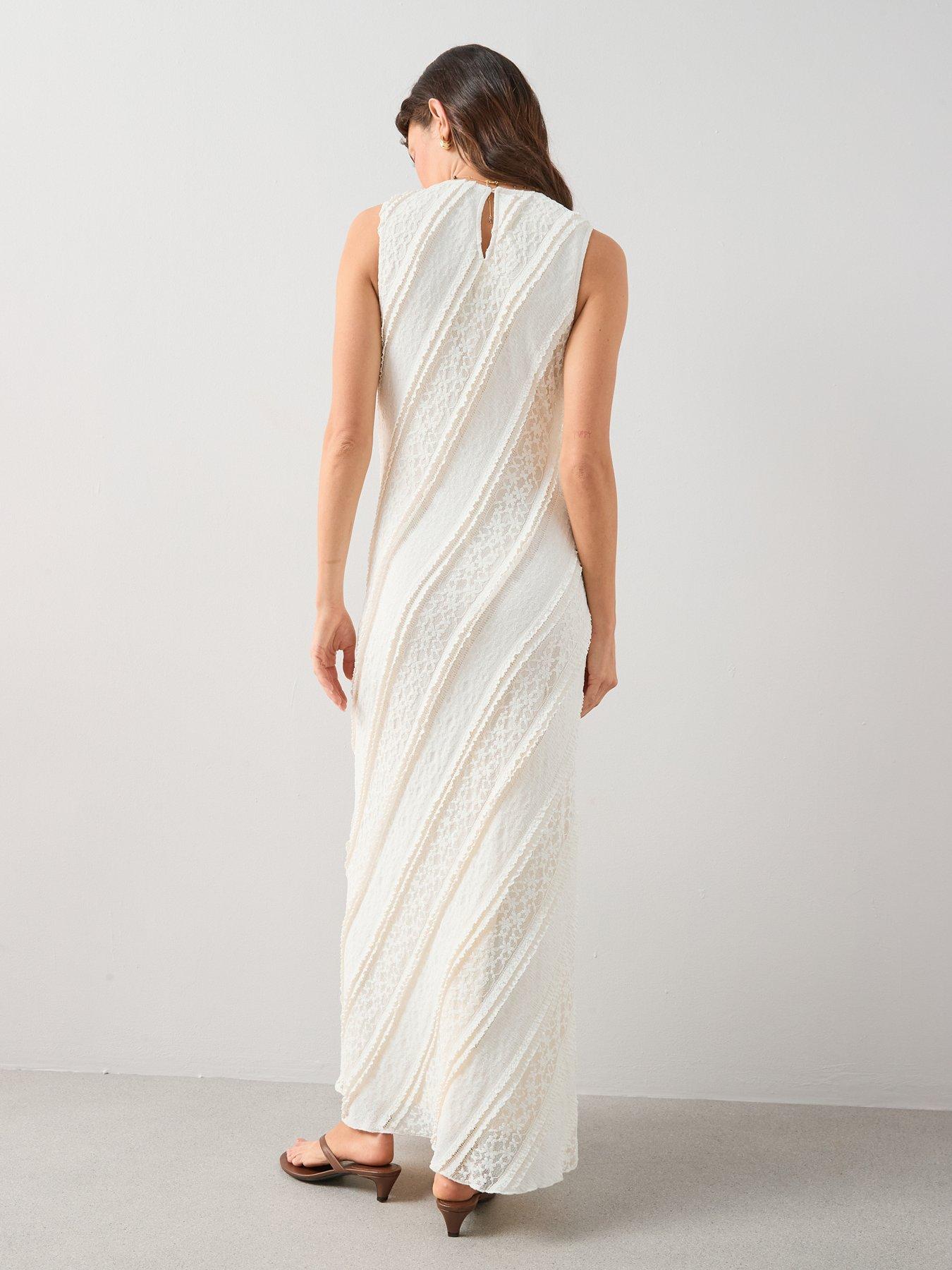 Image 2 of 6 of The Very Collection Sleeveless Lace Panelled Dress - Cream