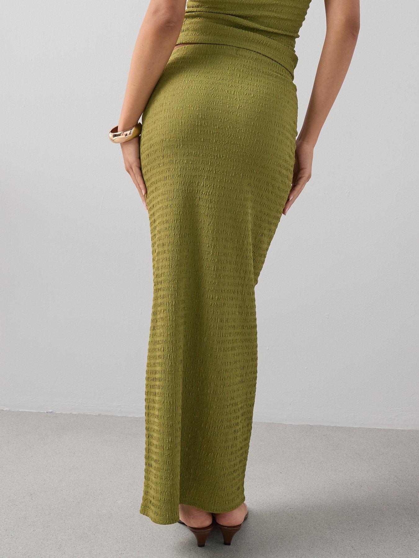 Image 2 of 6 of The Very Collection Drawstring Waist Midi Skirt Co-Ord - Green