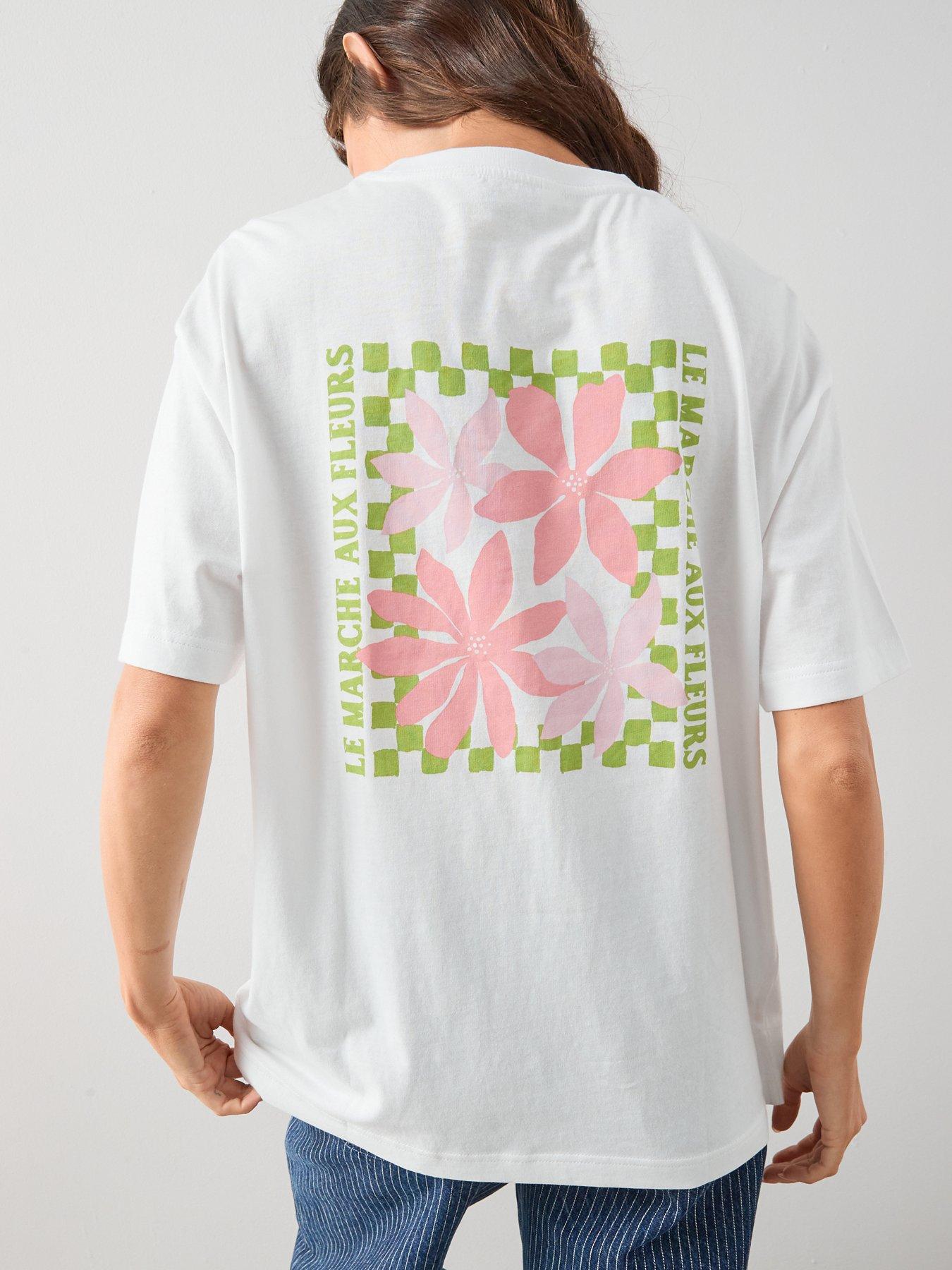 The Very Collection Fleurs Oversized Graphic T-Shirt - White
