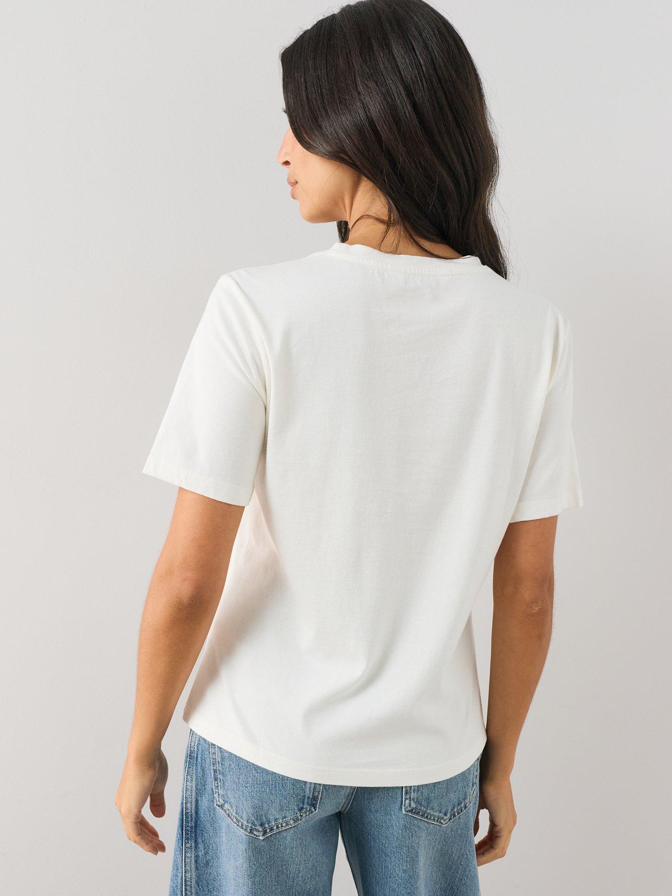 Image 2 of 6 of The Very Collection Primrose Embossed Short Sleeve T-Shirt - Cream/Brown