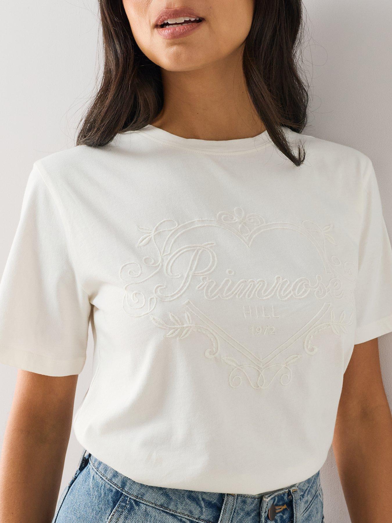 Image 4 of 6 of The Very Collection Primrose Embossed Short Sleeve T-Shirt - Cream/Brown