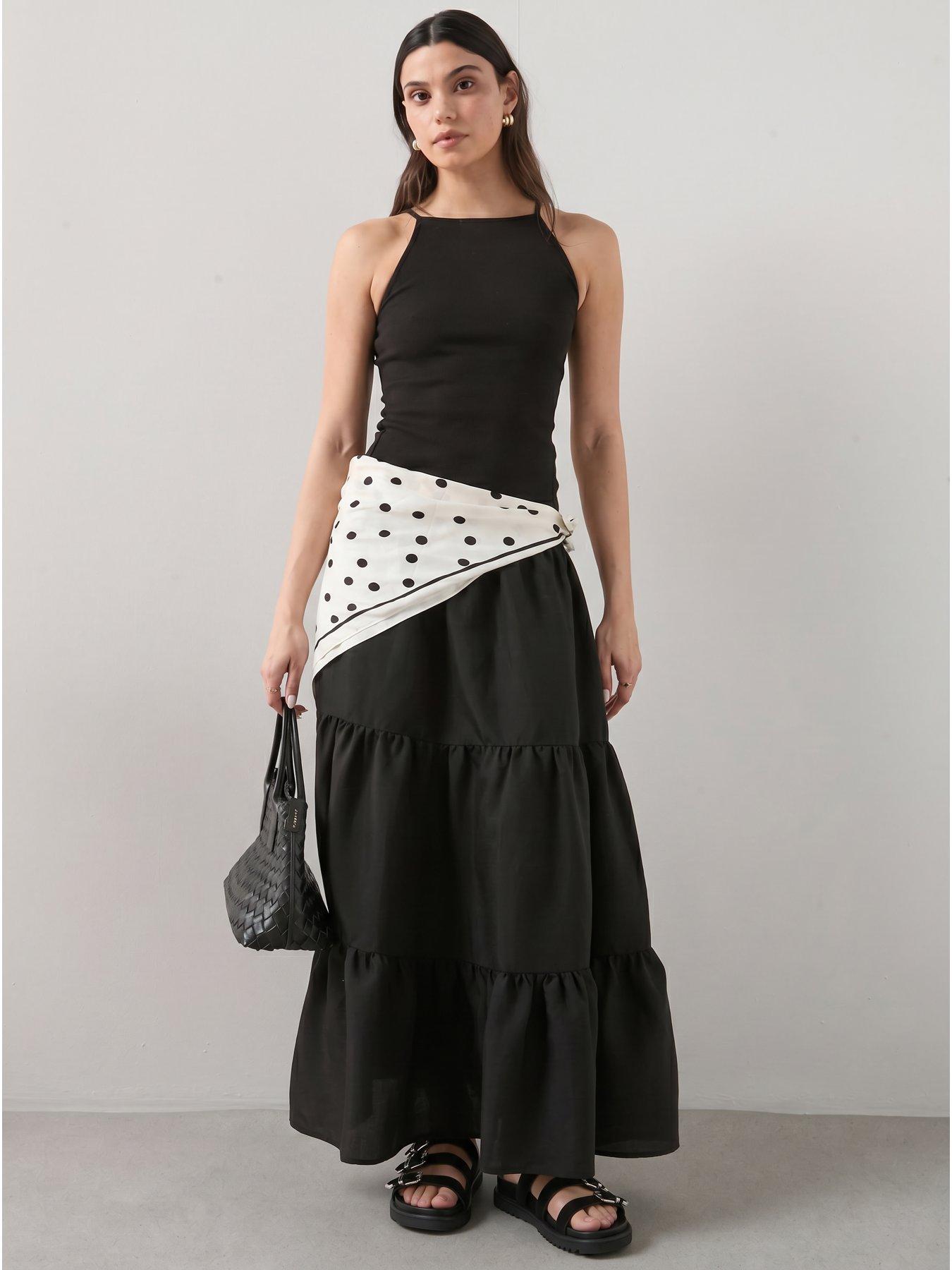 The Very Collection Sleeveless Maxi Tiered Ruffle Dress - Black