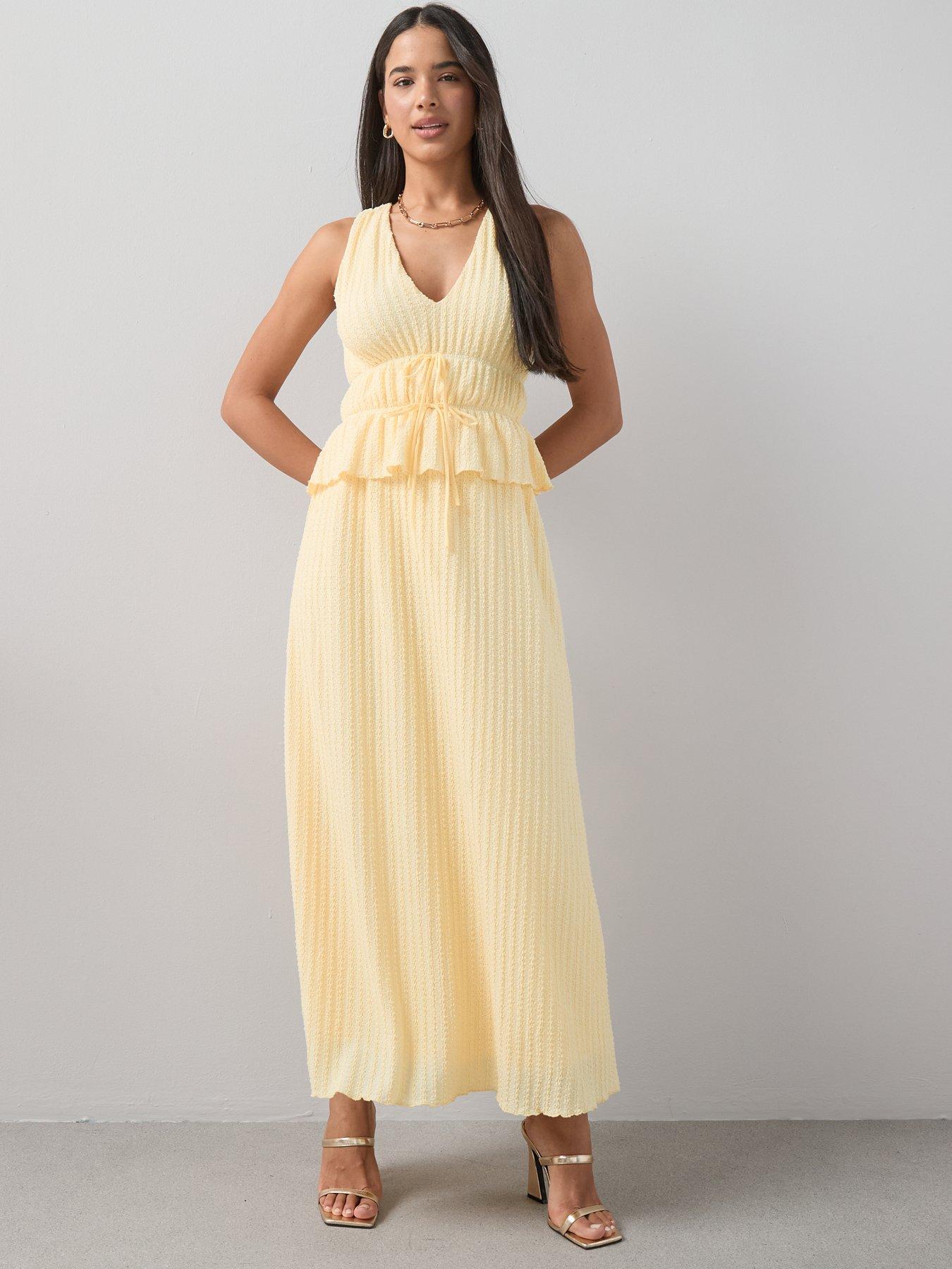 The Very Collection Textured V-Neck Sleeveless Dress - Yellow