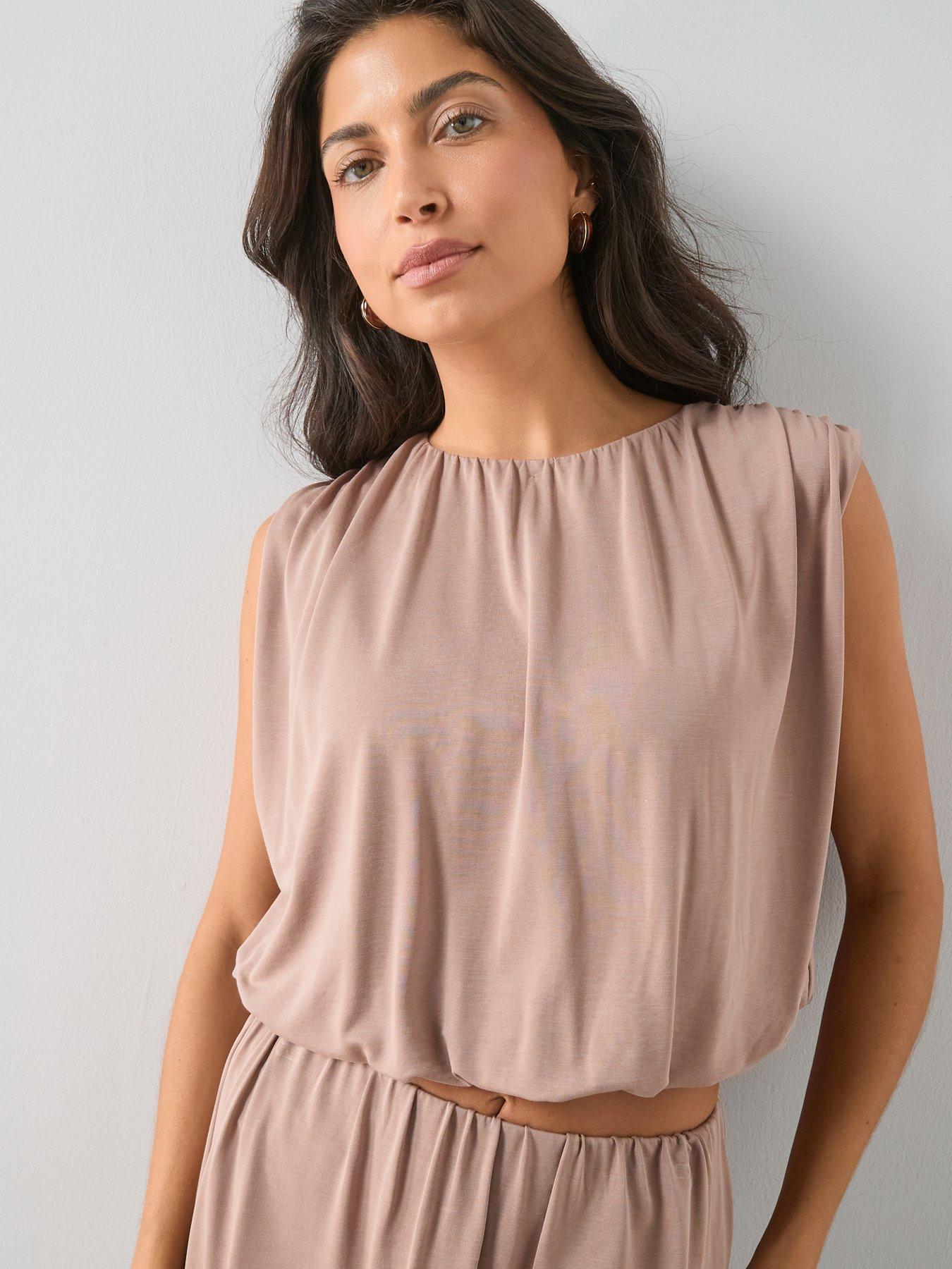 The Very Collection Blouson Modal Co-ord Top - Taupe