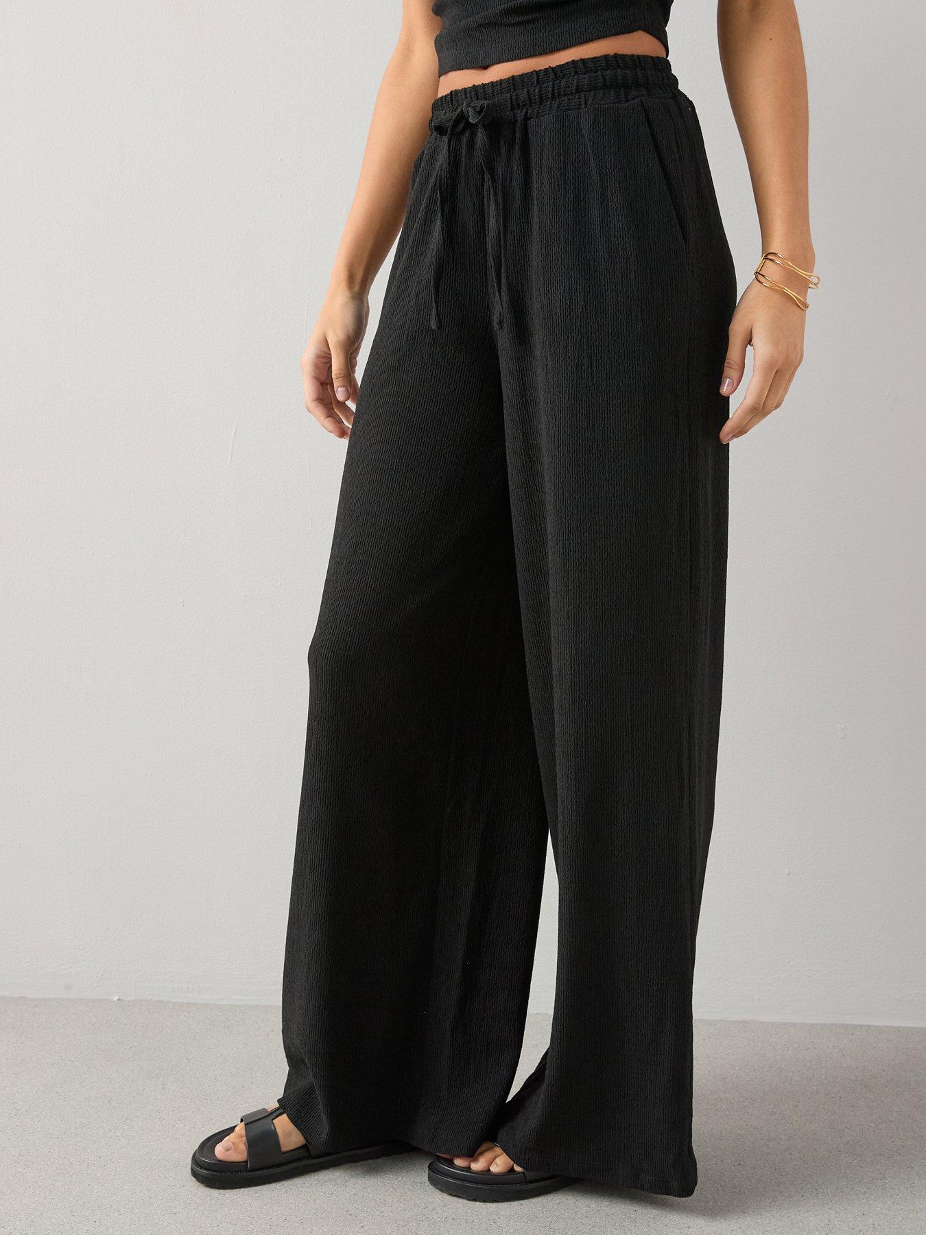The Very Collection Textured Stretch Wide Leg Trousers
