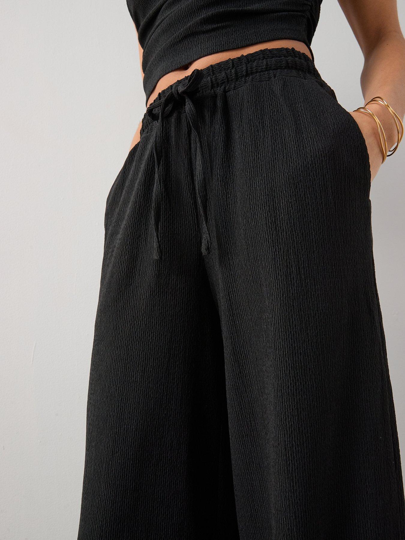  image of the-very-collection-textured-stretch-wide-leg-trousers