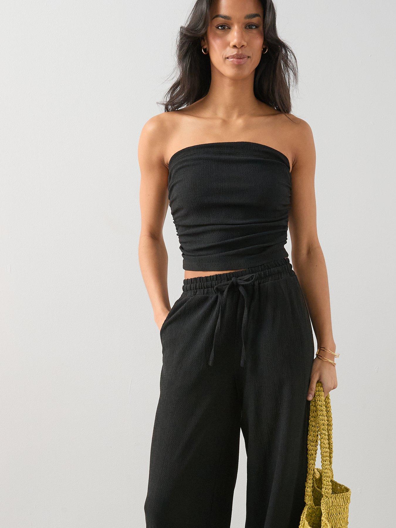  image of the-very-collection-textured-stretch-wide-leg-trousers