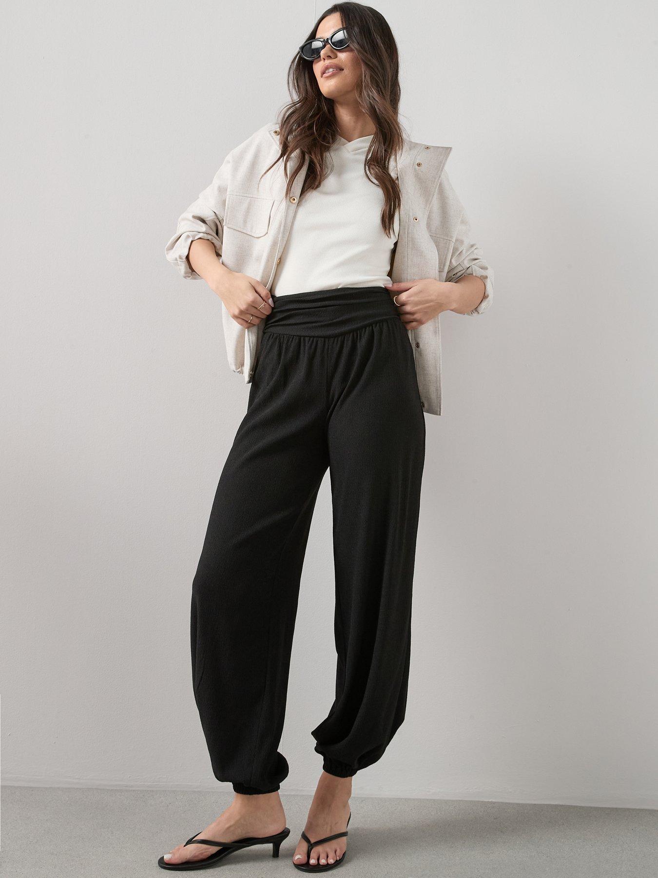 The Very Collection Textured Stretch Cuffed Trouser - Black