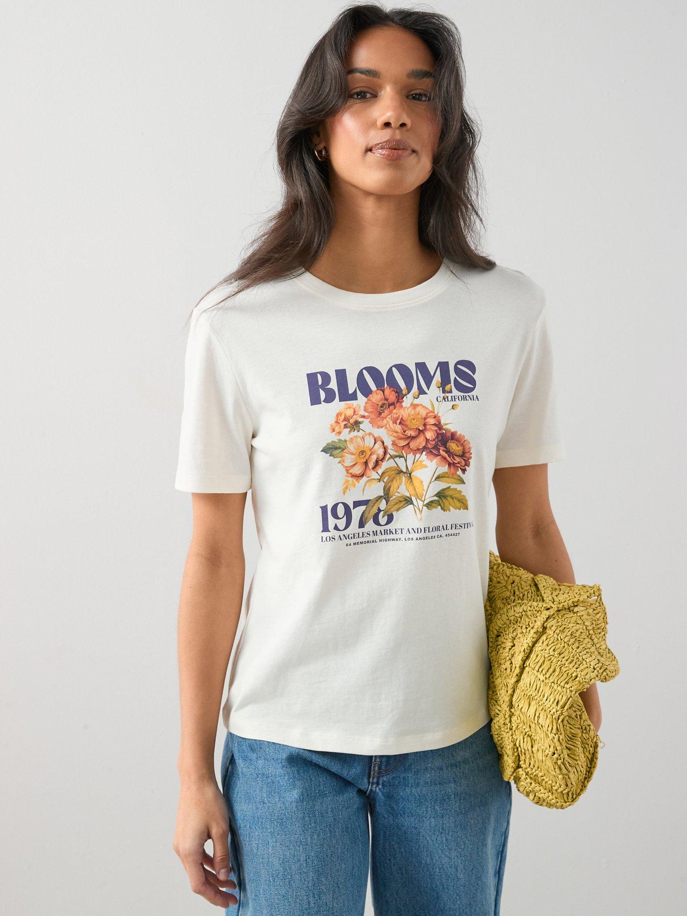 The Very Collection Blooms Floral Graphic T-Shirt - Ivory