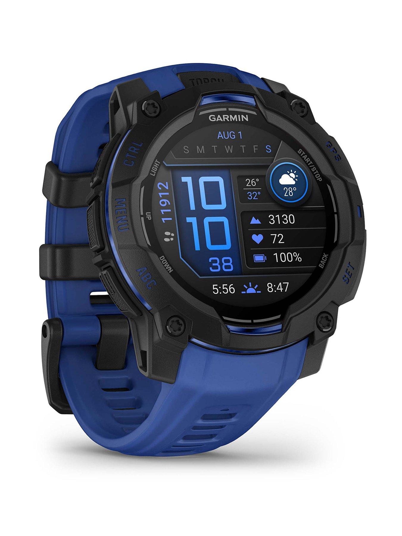 Garmin Instinct 3, 45mm - Black with Bolt Blue Band