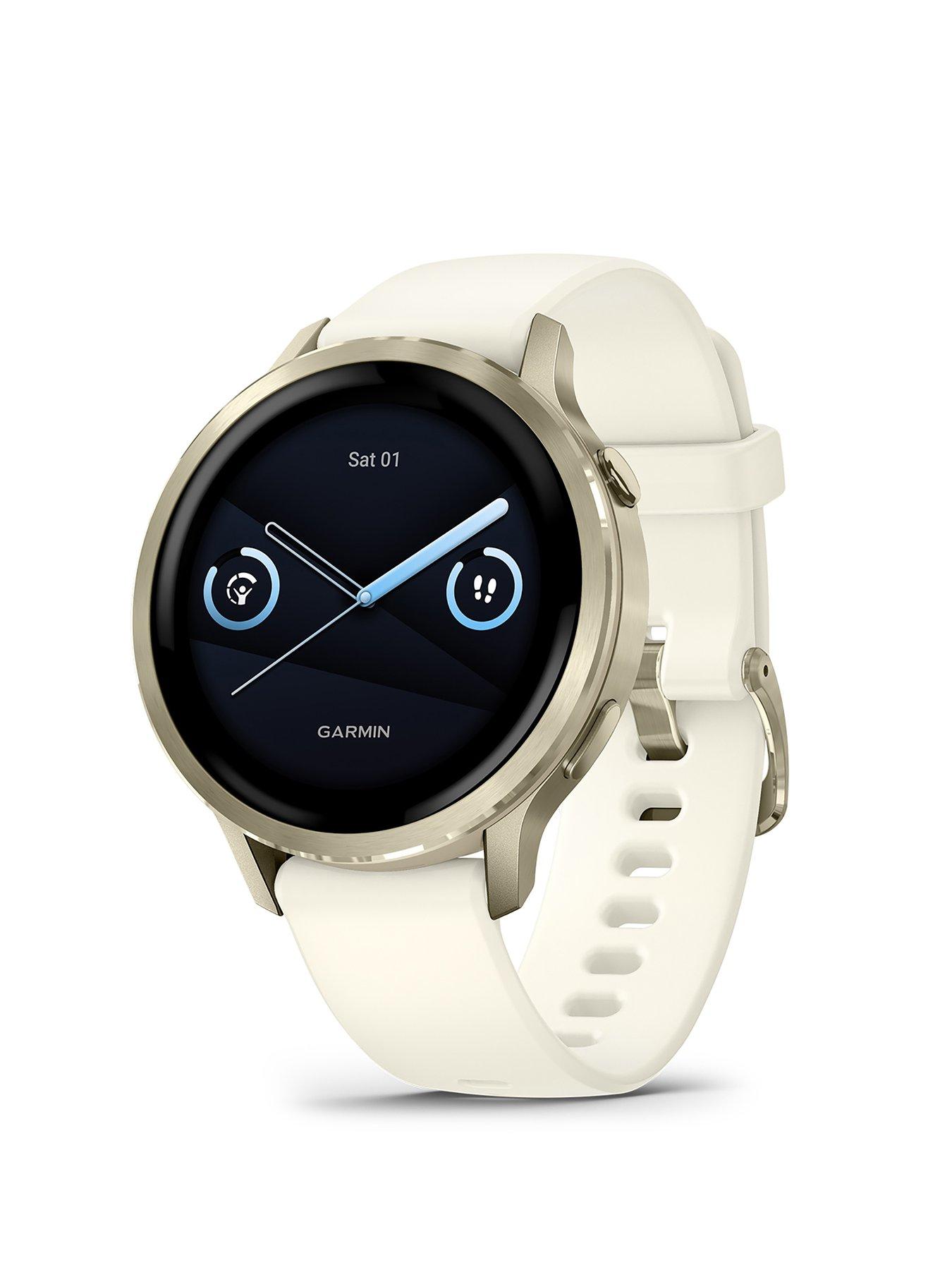 Garmin Venu 4 Smartwatch, 41mm - Lunar Gold Bezel with Bone Silicone Band