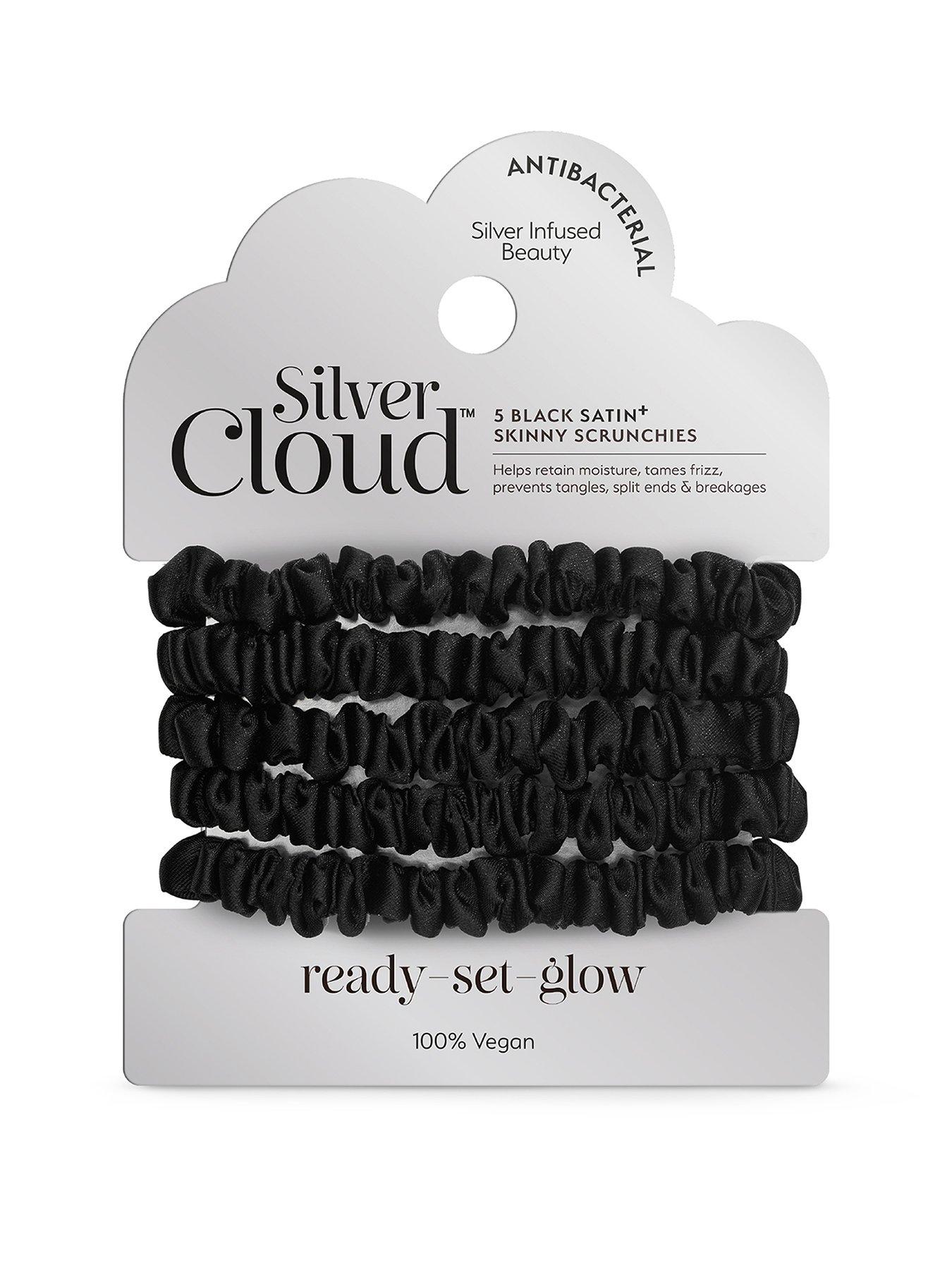  image of silver-cloud-satin-skinny-scrunchies-x-5-infused-with-silver-ions-black