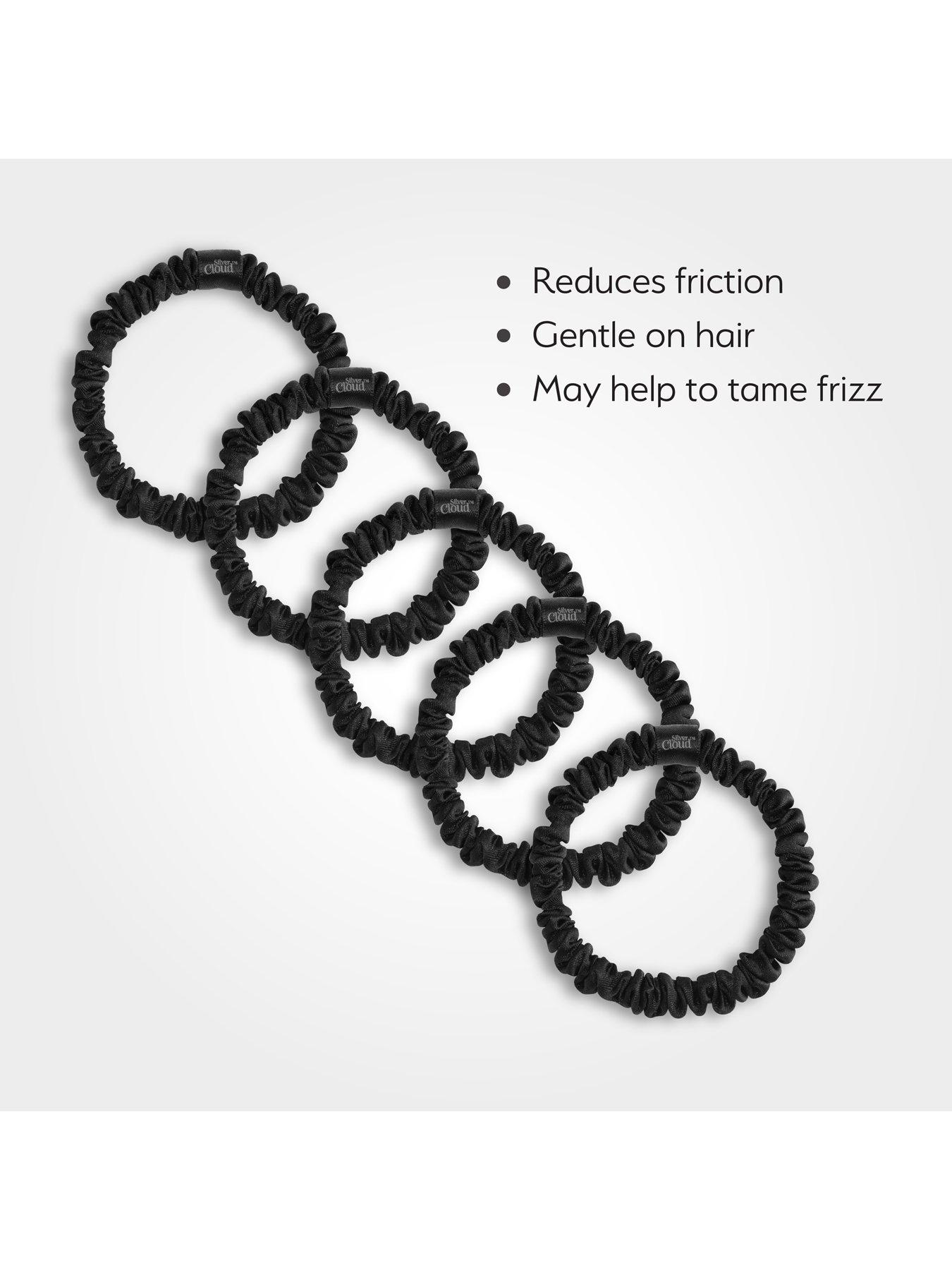  image of silver-cloud-satin-skinny-scrunchies-x-5-infused-with-silver-ions-black