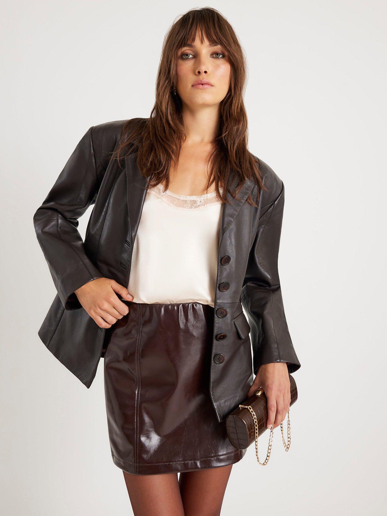 River Island Faux Leather Mini Skirt - Brown