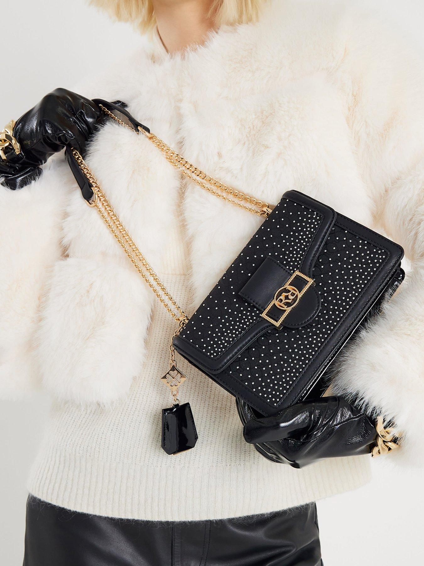  image of river-island-jacq-diam-panelled-shoulder-black